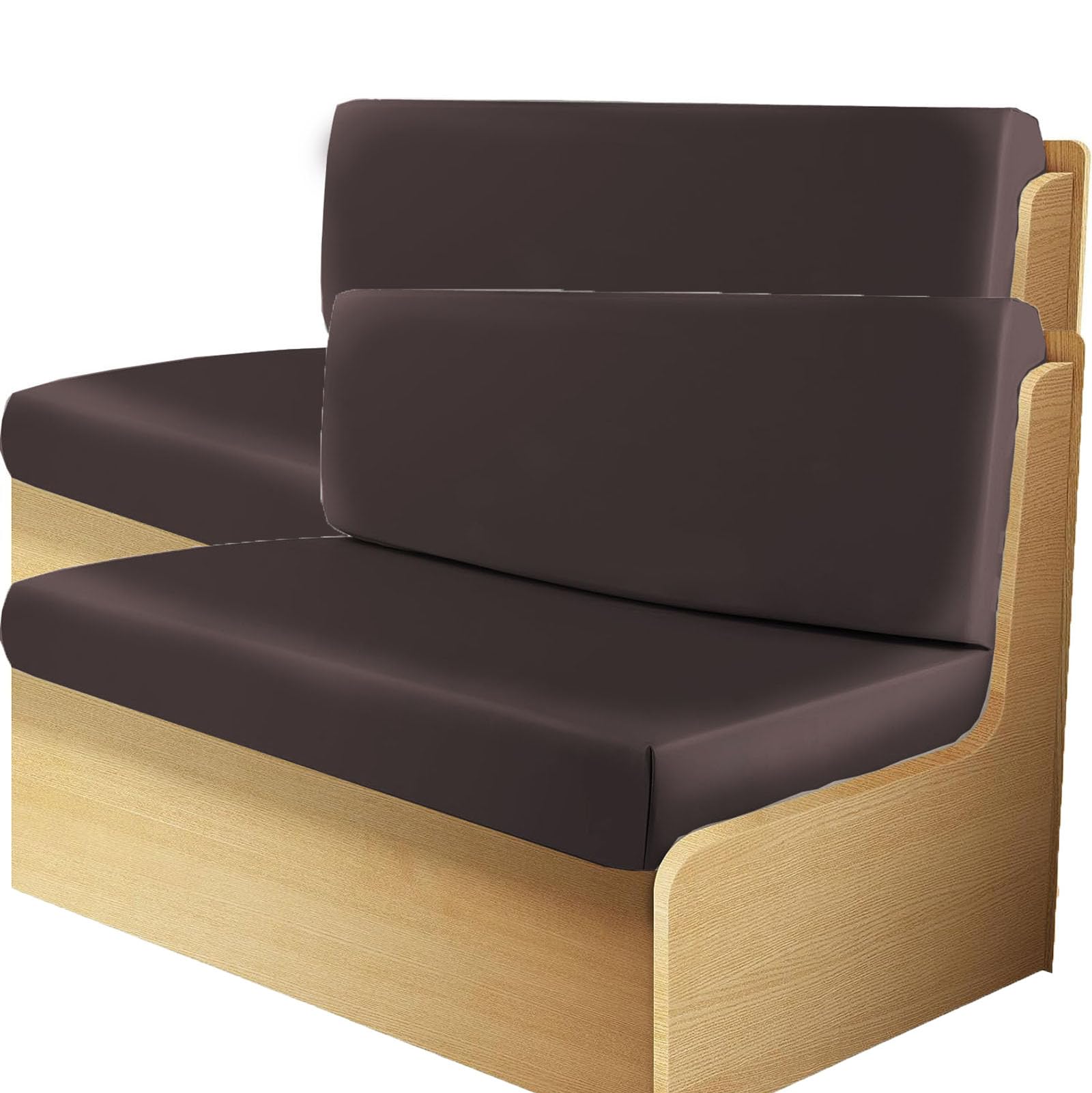 2PCS Waterproof RV Dinette Cushion Covers Set - PU Leather RV Seat Covers for Camper, Car Bench (Brown, 2 Backrest + 2 Bench Covers) - Perfect for RV Travel, Camping & Home Dining Booths