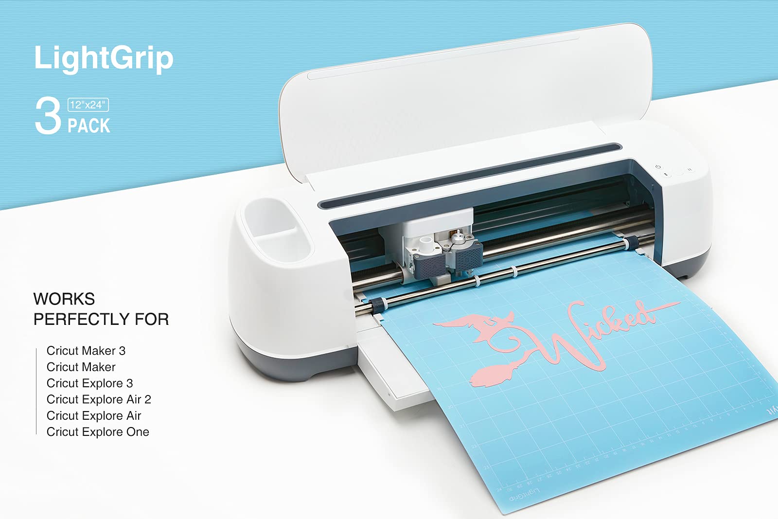 Premium LightGrip Cutting Mat 12x24 Inch (3 Pack) - Compatible with Cricut Maker 3, Maker, Explore 3, Air 2, Air & One - Perfect for DIY Crafts, Scrapbooking, Vinyl Cutting & Paper Projects