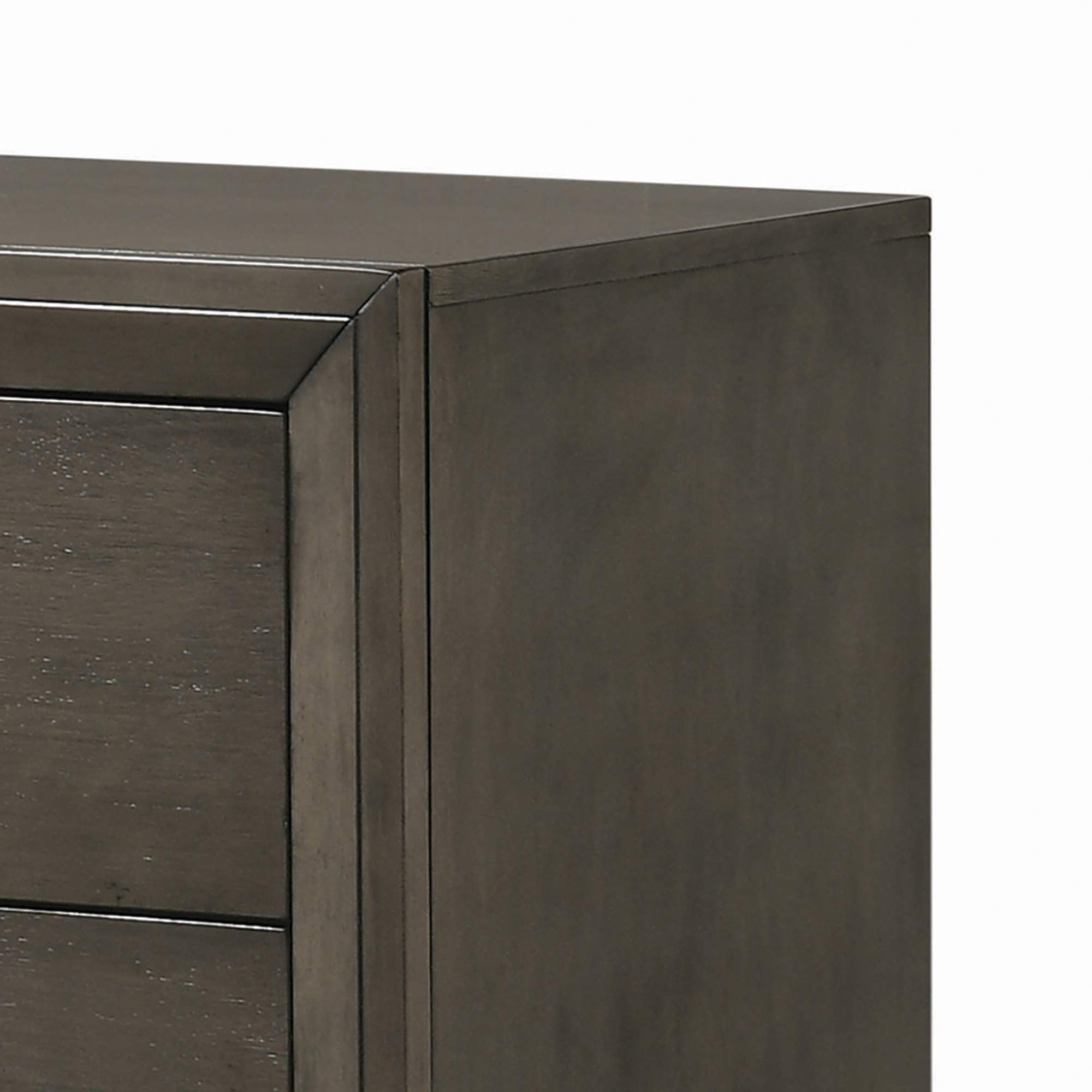 Benjara Gray Wooden Nightstand with 2 Drawers & Round Pull Handles - Modern Bedside Table for Bedroom, Living Room, or Guest Room Storage