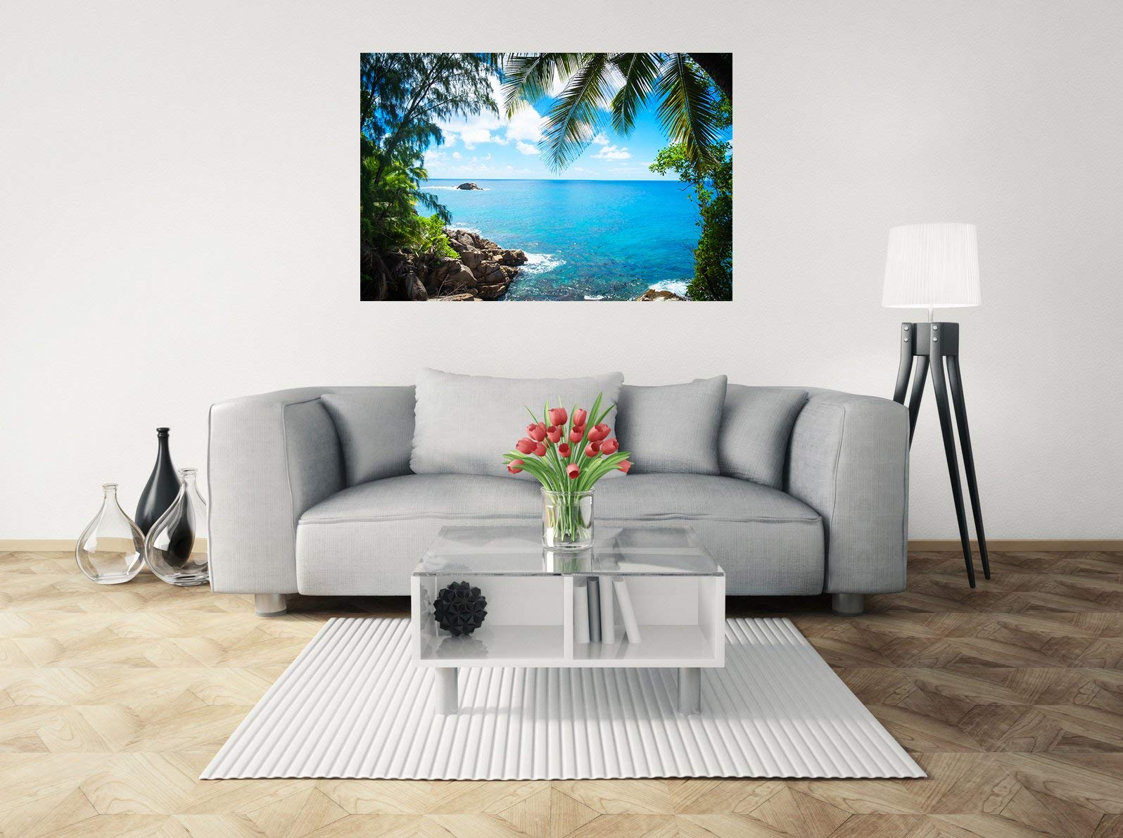 Mi Alma 3D Removable Tropical Beach Wall Decals - Peel & Stick Vinyl Wallpaper Stickers for Home Decor - Waterproof Durable Wall Art for Living Room, Bedroom, Nursery - Easy to Apply & Remove Without Residue