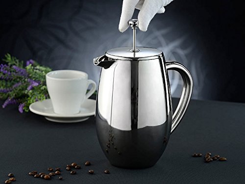 Rosenstein & Söhne Stainless Steel French Press Coffee Maker - 1L Double Wall Vacuum Insulated Thermal Carafe for Hot & Cold Brews | Perfect for Home, Office & Camping Use