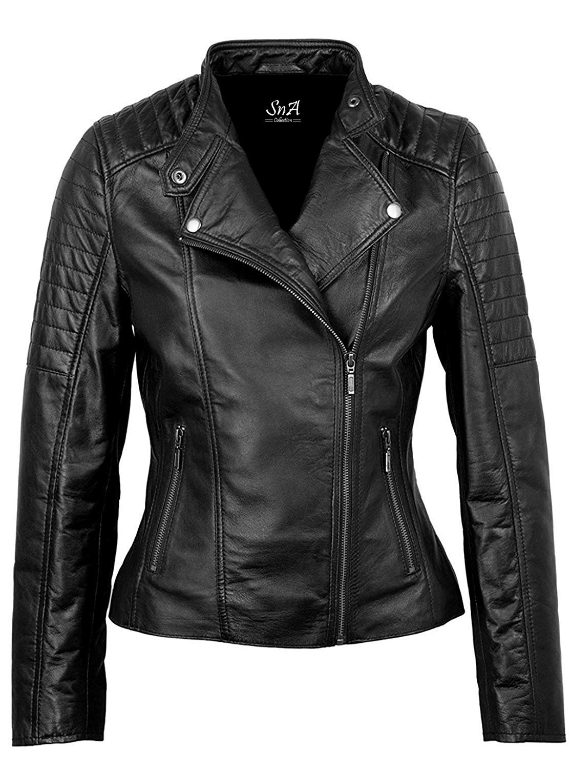Black Quilted Leather Jacket for Women - Stylish Faux Leather Biker Jacket with Zipper Closure | Perfect for Fall, Winter & Motorcycle Riding