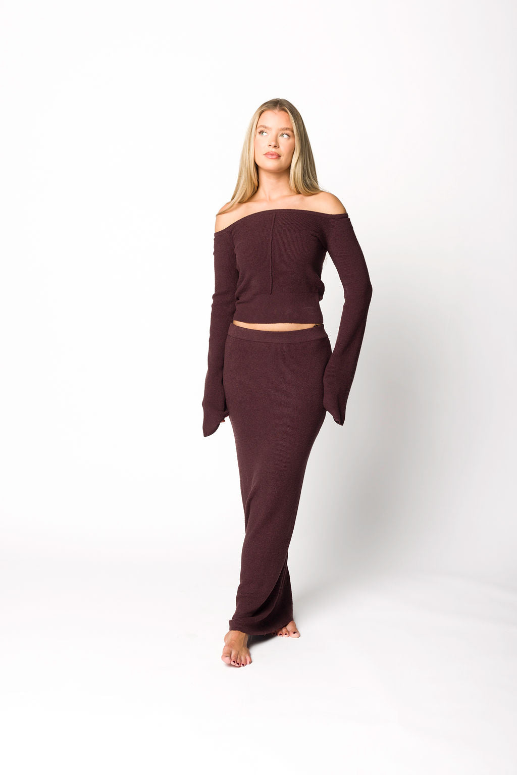 Bella Women's Two Piece Sweater Set - Cabernet Red Knit Cardigan & Top Outfit for Fall & Winter Fashion | Cozy Casual Wear for Work, Dates & Holiday Gatherings