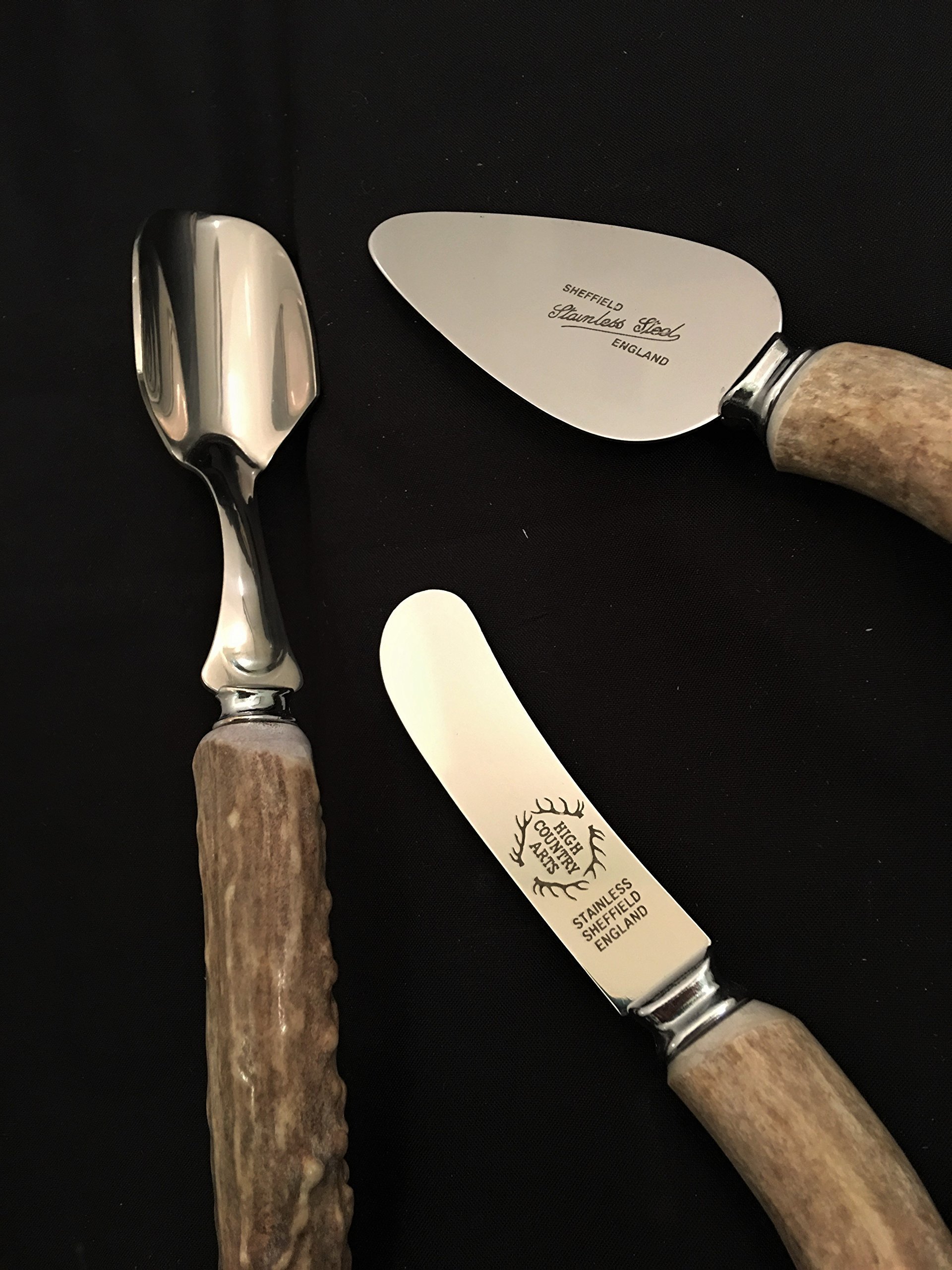 6-Piece Antler Handle Cheese Knife Set - Stainless Steel Blades with Wooden Stand - Perfect for Charcuterie Boards, Wine Parties & Gourmet Cheese Platters