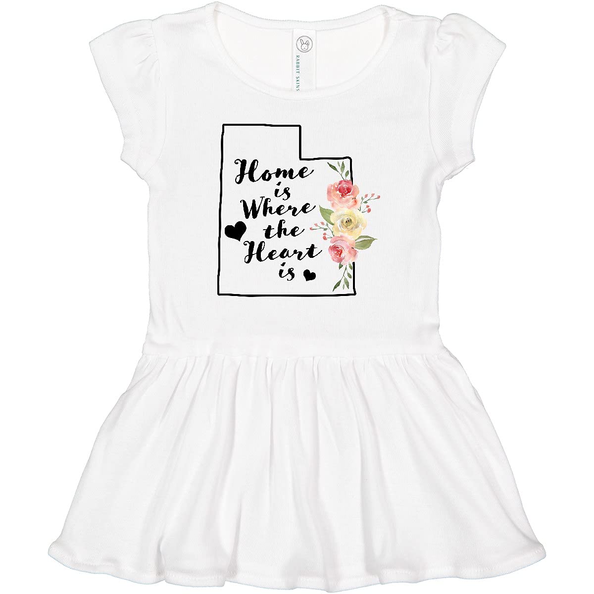 Inktastic Utah Home is Where The Heart is Watercolor Floral Toddler Dress - Cute Baby Girl Outfit for Family Photos, Birthday Parties & Special Occasions