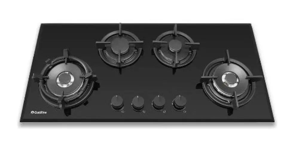 Goldline SAB4GLB 36-Inch Black Glass Natural Gas Cooktop - 4 Burner Stove Top for Modern Kitchen Cooking