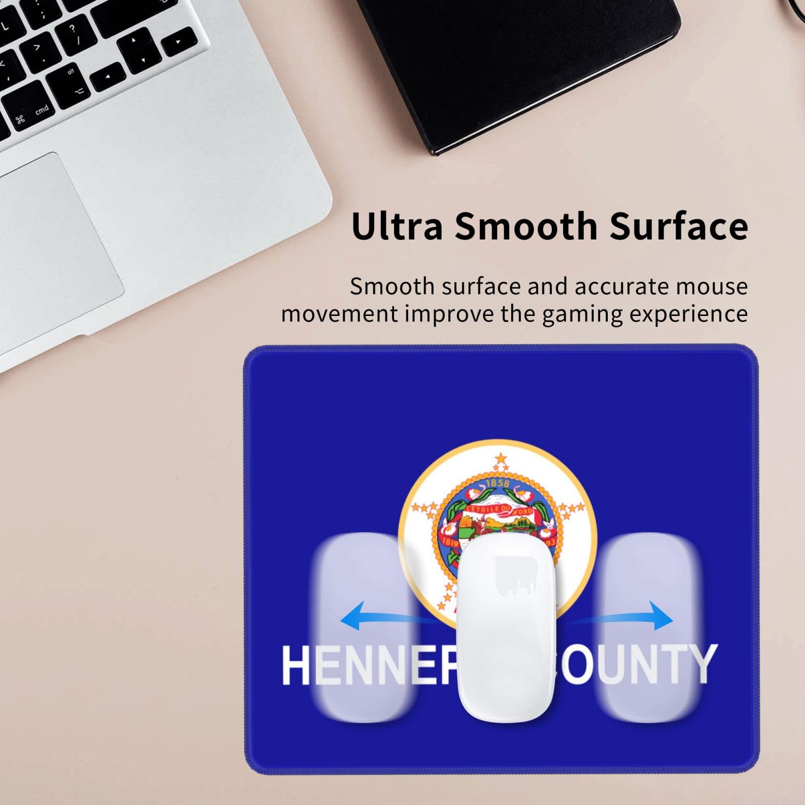 Hennepin County Minnesota Flag Mouse Pad - 10x12 Inch Waterproof Non-Slip Rubber Mousepad for Office, Laptop & Gaming | Perfect for Home, Work & School Desks