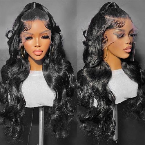Ainmeys 26inch 13x6 Body Wave Lace Front Wigs Human Hair 250% Density Pre Plucked HD Transparent Lace Frontal Wigs for Black Women - 10A Glueless Wigs with Baby Hair | Perfect for Daily Wear, Parties, Weddings & Special Occasions