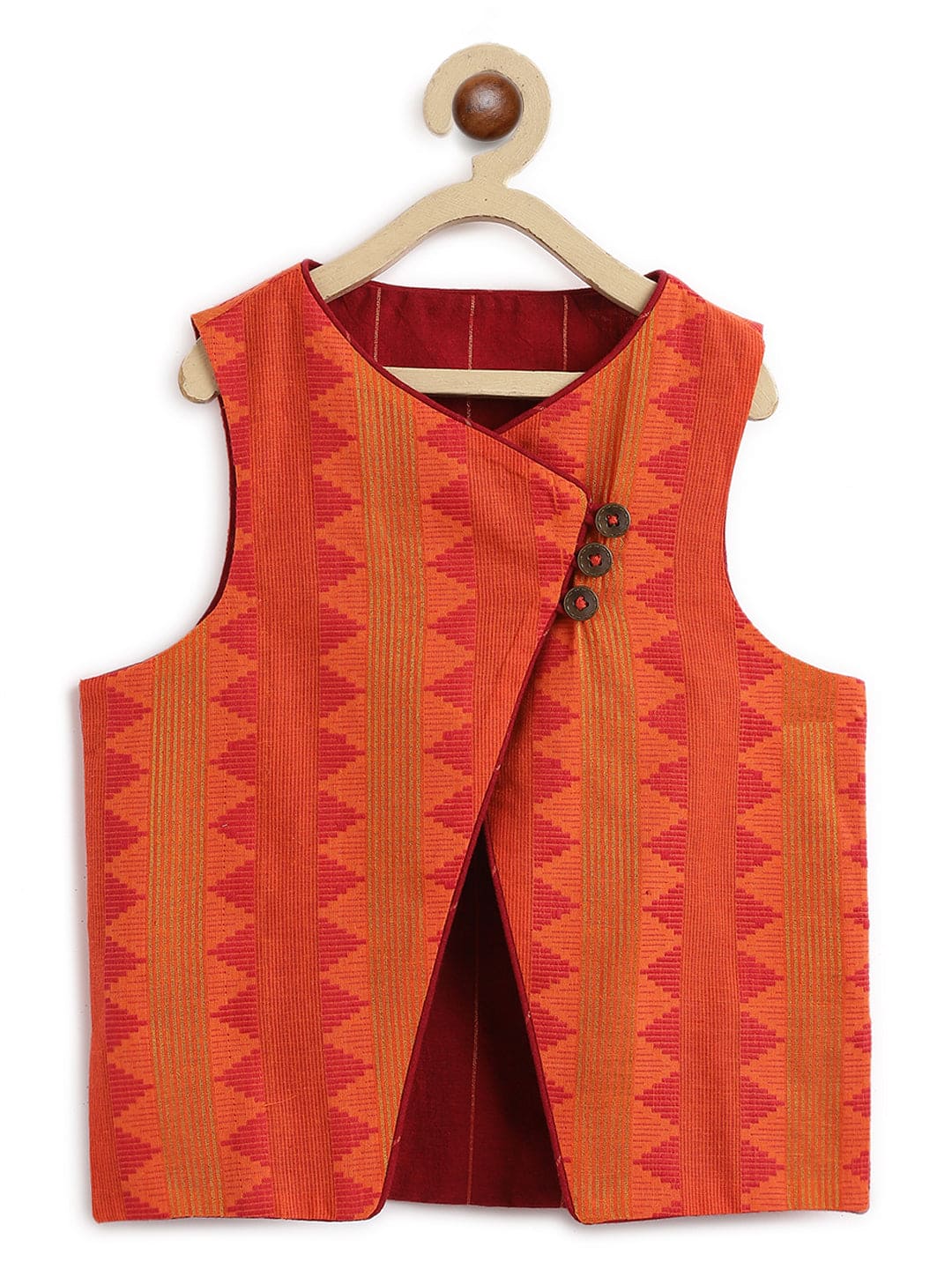 Pre Order: Boys Reversible Razzle Dhoti Set - Orange | Comfortable Indian Ethnic Wear for Festivals & Special Occasions