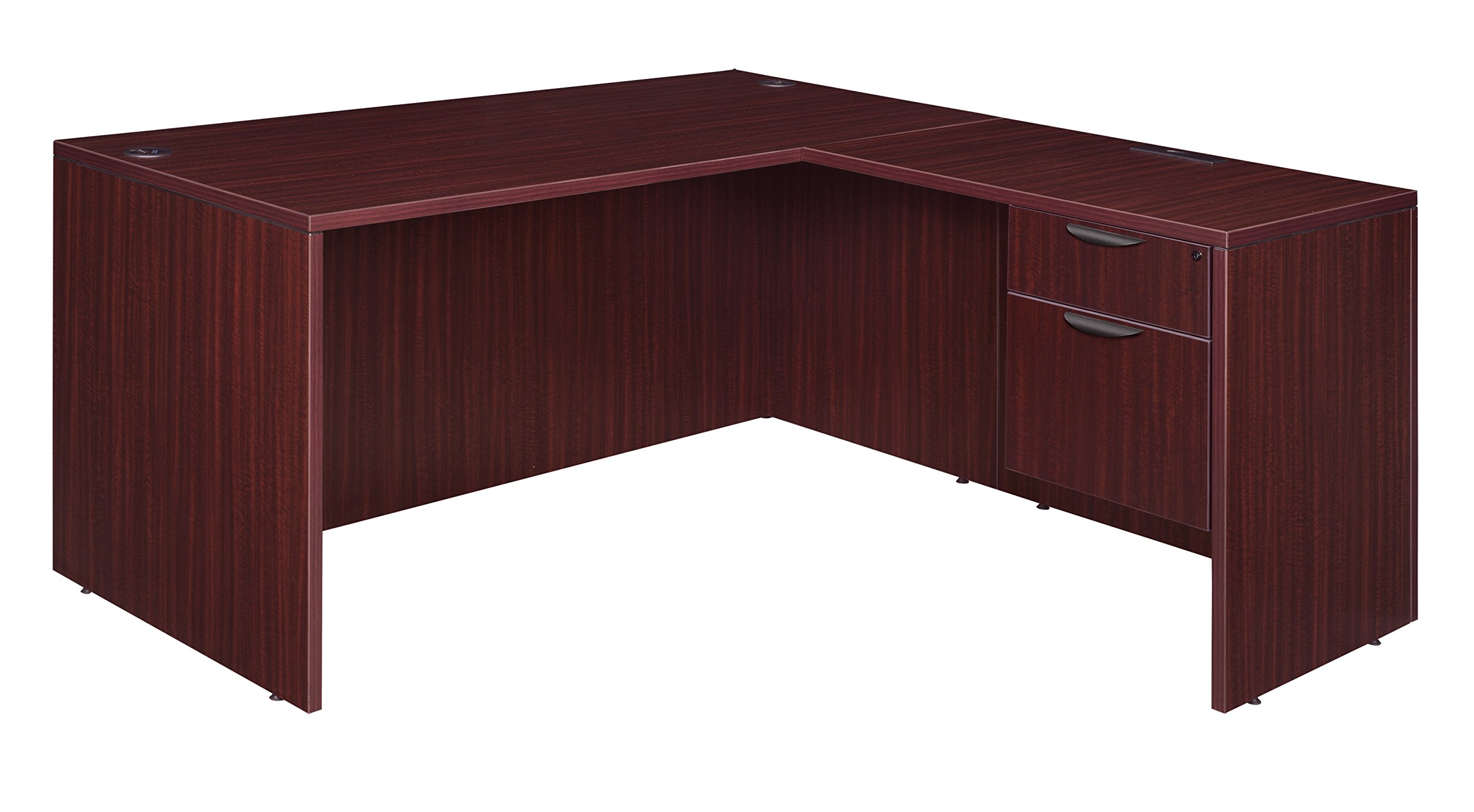 Regency L-Shaped Desk with Return and Single Pedestal - 71 Inch Mahogany Office Desk for Home & Business Workspace