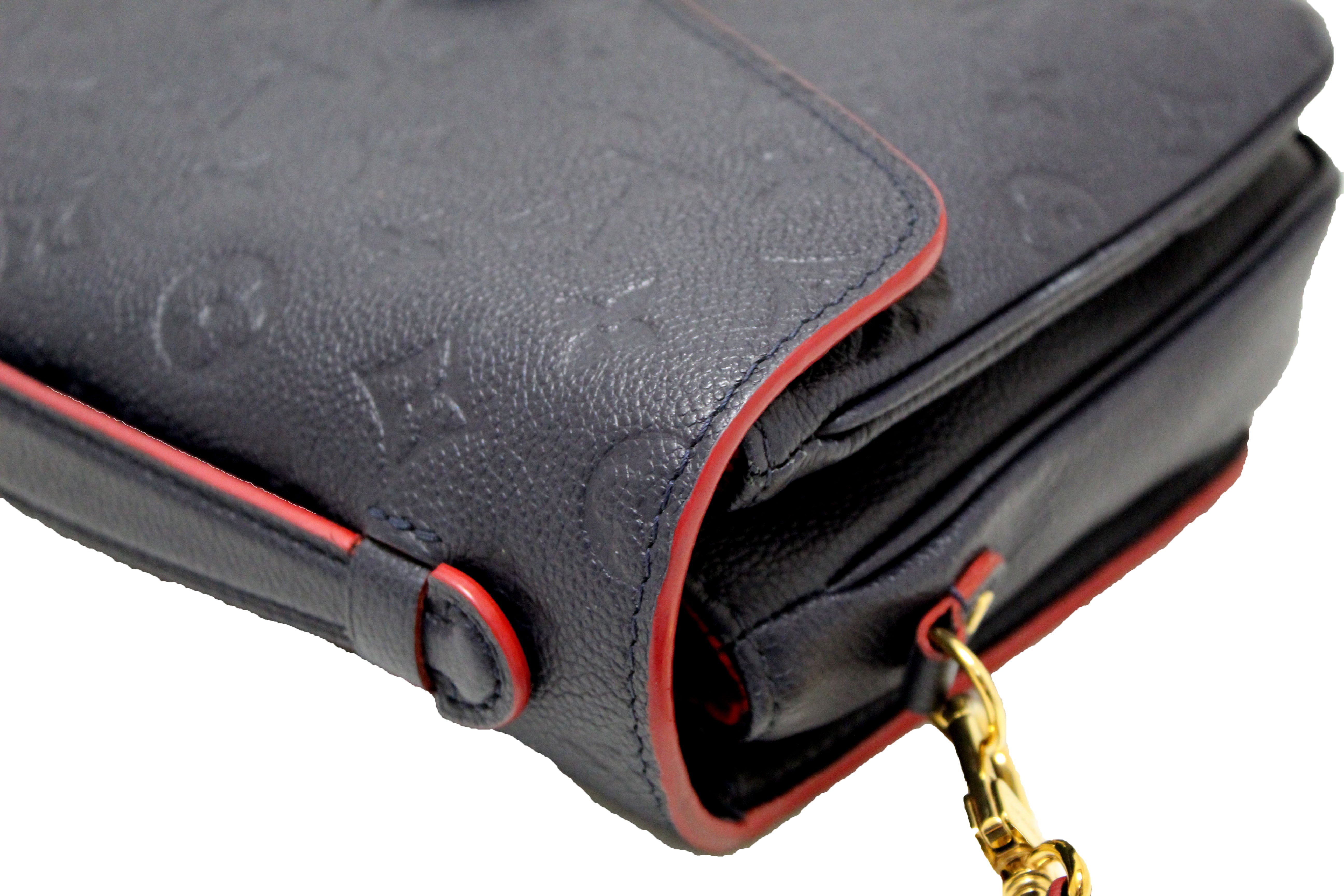 Authentic Louis Vuitton Blue Monogram Empreinte Leather Metis Pochette Crossbody Bag - Luxury Designer Shoulder Purse for Women, Perfect for Work, Travel & Everyday Use
