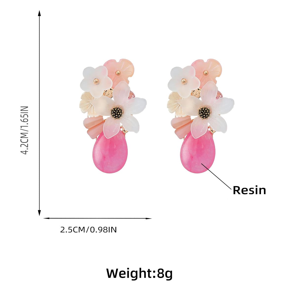 Elegant Daisy Floral Acrylic Dangle Drop Earrings for Women - Cute Teardrop Dangling Earrings Jewelry Gifts for Girlfriend, Daughter, BFF - Perfect for Birthday, Wedding, Party & Everyday Wear