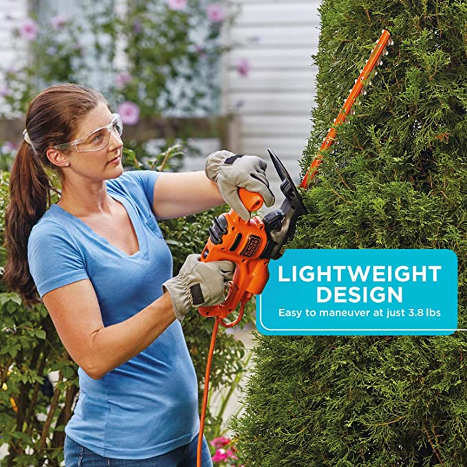 BLACK + DECKER BEHT100 16-Inch Corded Electric Hedge Trimmer - Lightweight & Powerful for Perfect Garden Shaping | Ideal for Trimming Bushes, Hedges & Shrubs in Home Landscaping