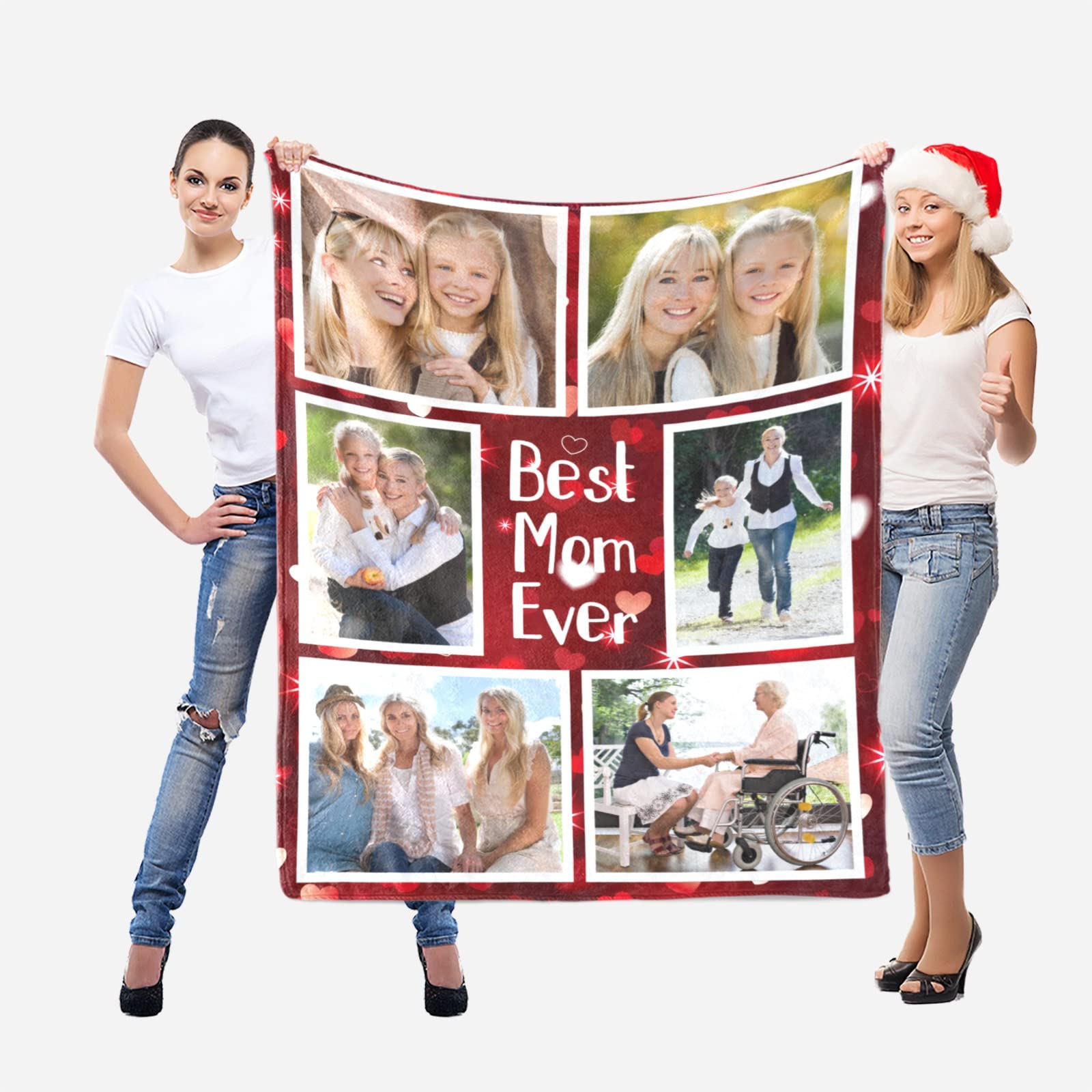 Best Mom Ever Custom Photo Blanket - Personalized Mother's Day Gift for Mom, Wife, Grandma, Best Friend - Birthday Present for Women - Cozy Home Decor & Thoughtful Keepsake