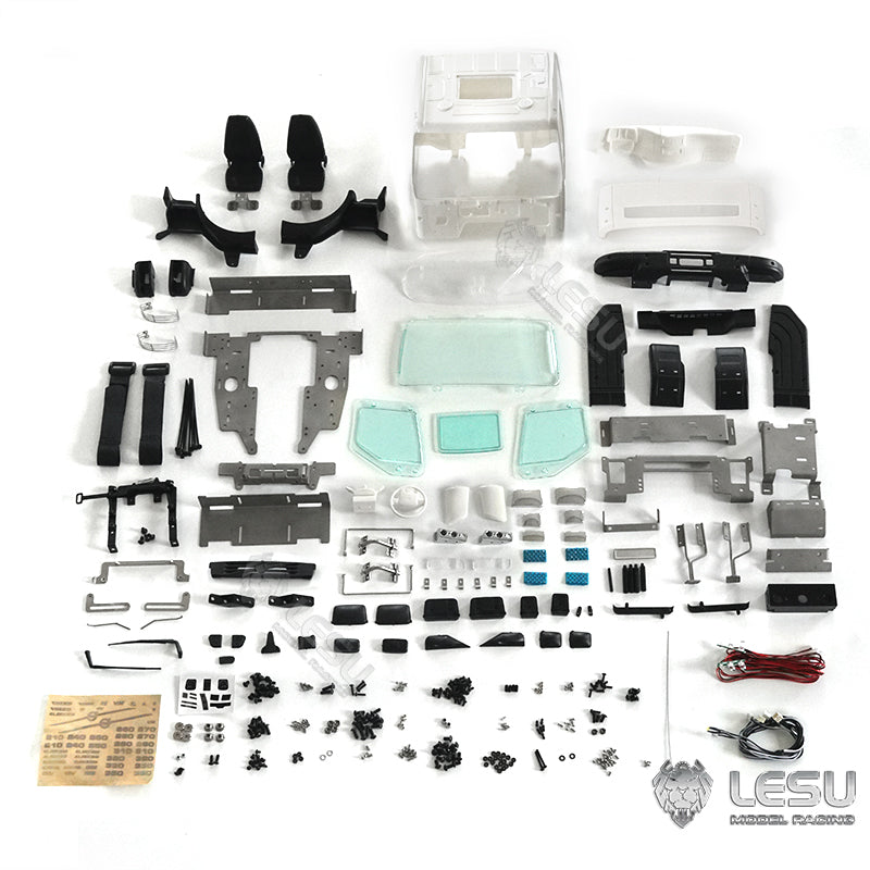 1/14 Scale LESU VM RC Tractor Truck DIY Plastic Cabin Shell Kit with Light Hinge Head Beam Buckle - Remote Control Car Parts for Model Building & RC Vehicle Customization