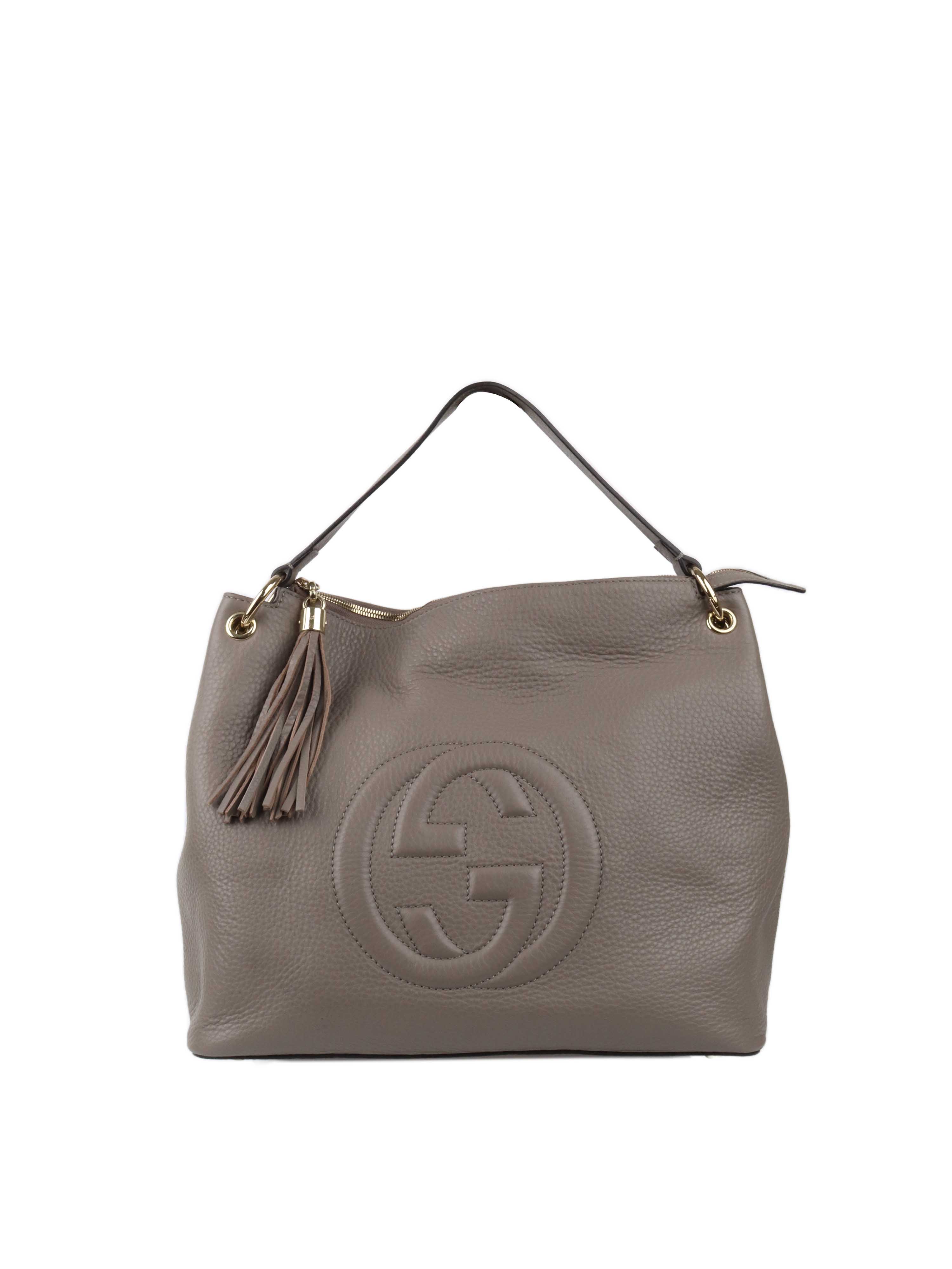 Gucci Soho Medium Grey Leather Tote Bag - Luxury Designer Handbag for Women, Perfect for Work, Travel & Everyday Use