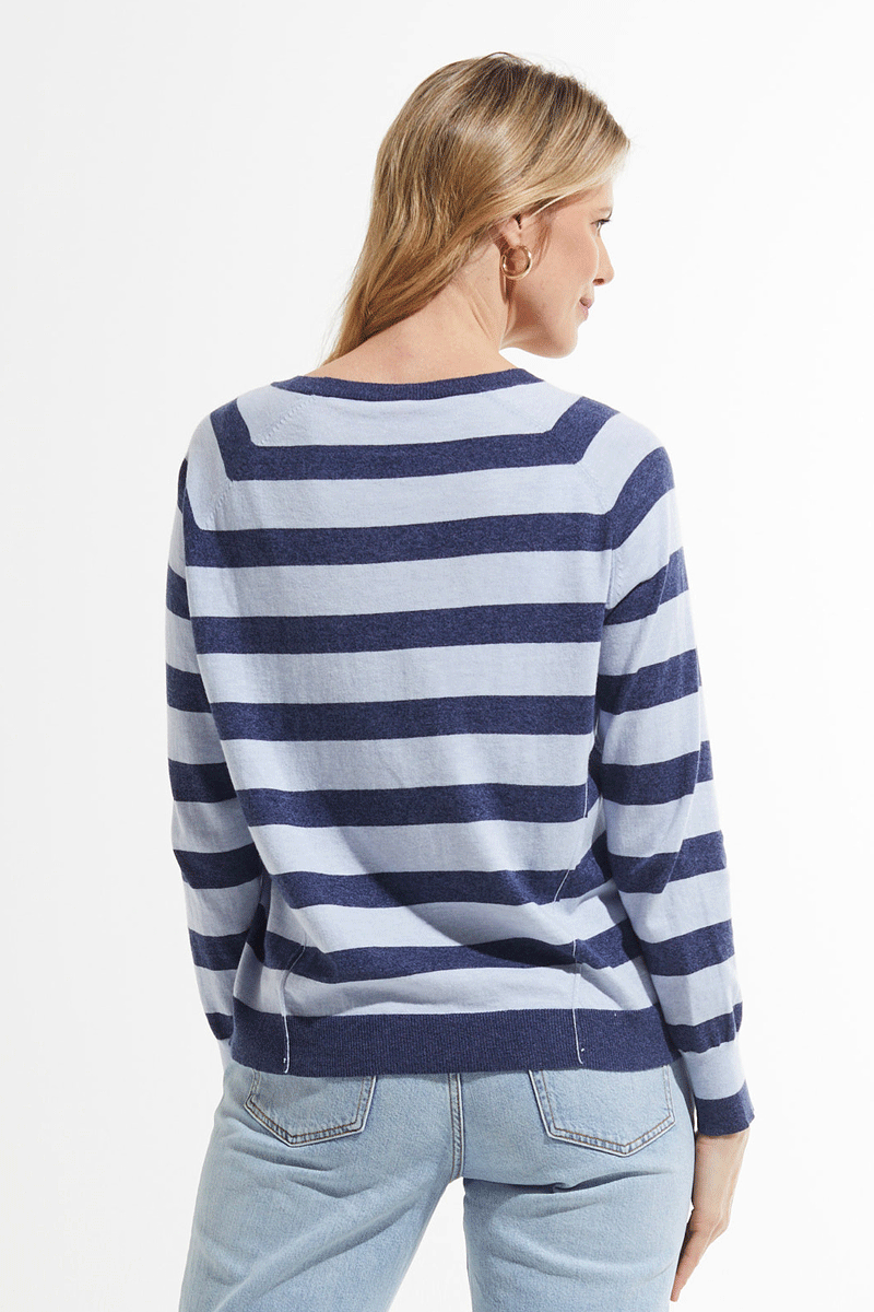 Zaket & Plover Women's Casual Raglan Stripe Sweater - Soft Long Sleeve Knit Pullover for Fall & Winter | Perfect for Office, Date Night and Weekend Outfits