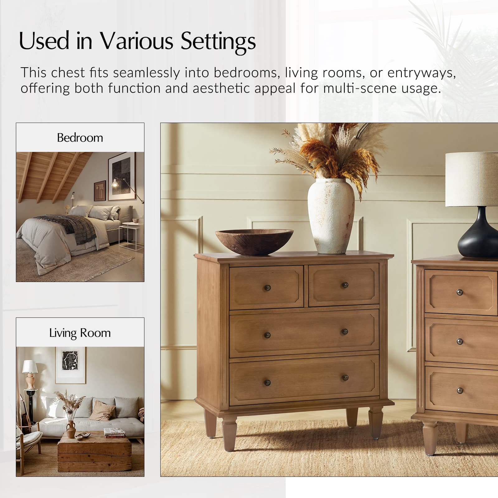 Isidro Accent Chest of Drawers with USB Charging Station - Modern Bedroom Dresser with 3 Drawers & Built-in Power Outlets - Perfect for Bedside Storage & Device Charging in Home, Office or Dorm Room