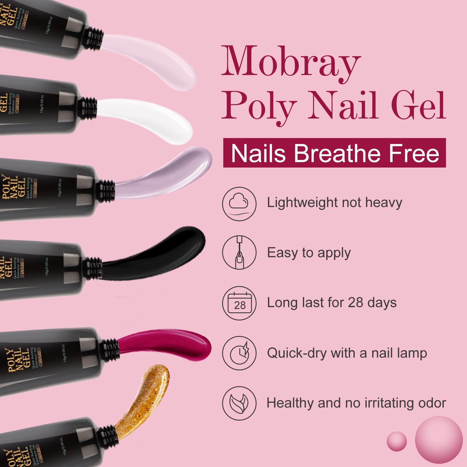 Professional Mobray Poly Nail Extension Gel Kit - All-in-One Builder Gel with Essential Tools for Strong Nail Extensions | Perfect for Salon, Home Manicures & DIY Nail Art Gifts (KIT2)