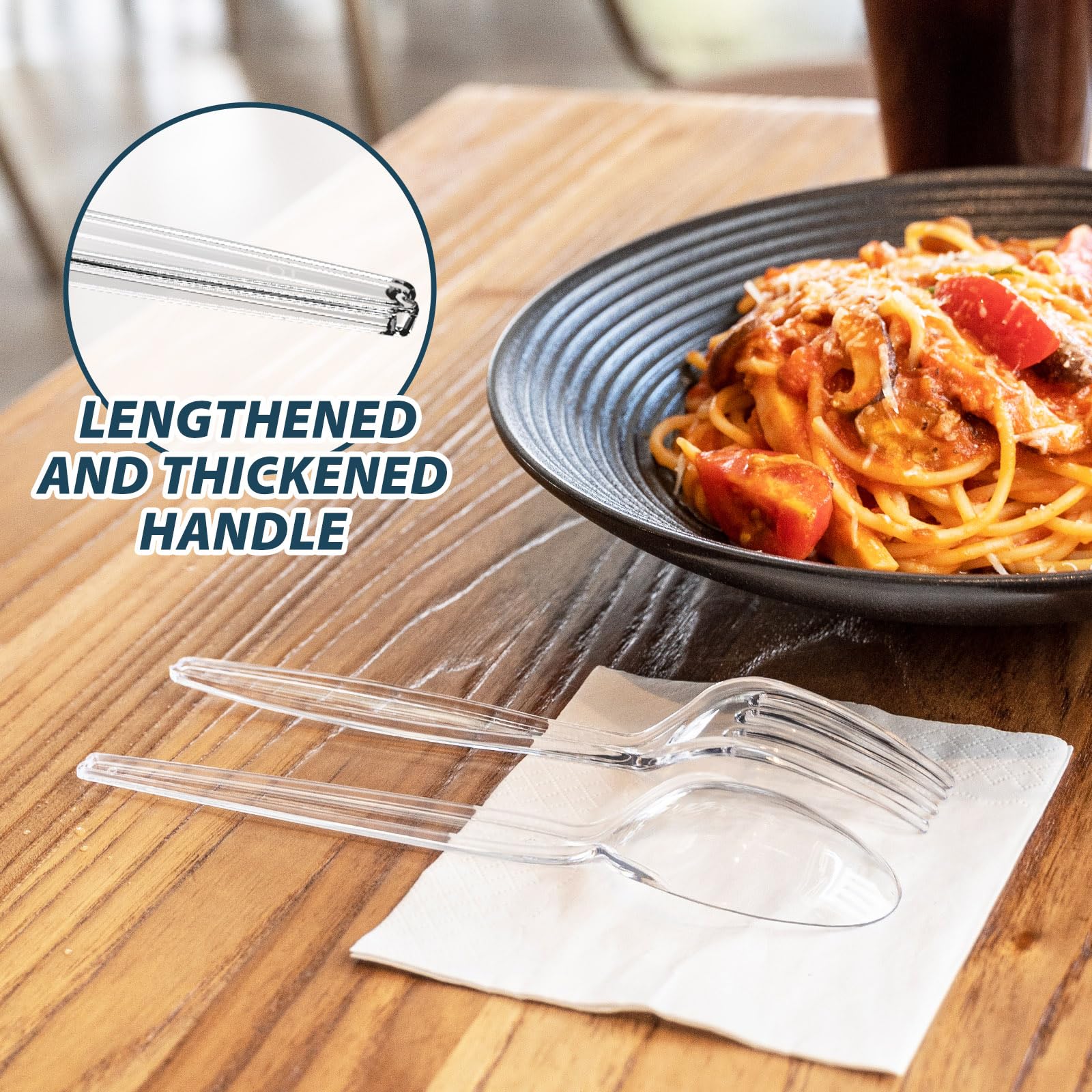 Premium 150-Piece Disposable Plastic Cutlery Set - 75 Clear Forks & 75 Spoons | Heavy Duty Silverware for Parties, Picnics, BBQs & Catering Events | BPA-Free Utensils for Home, Office & Outdoor Use