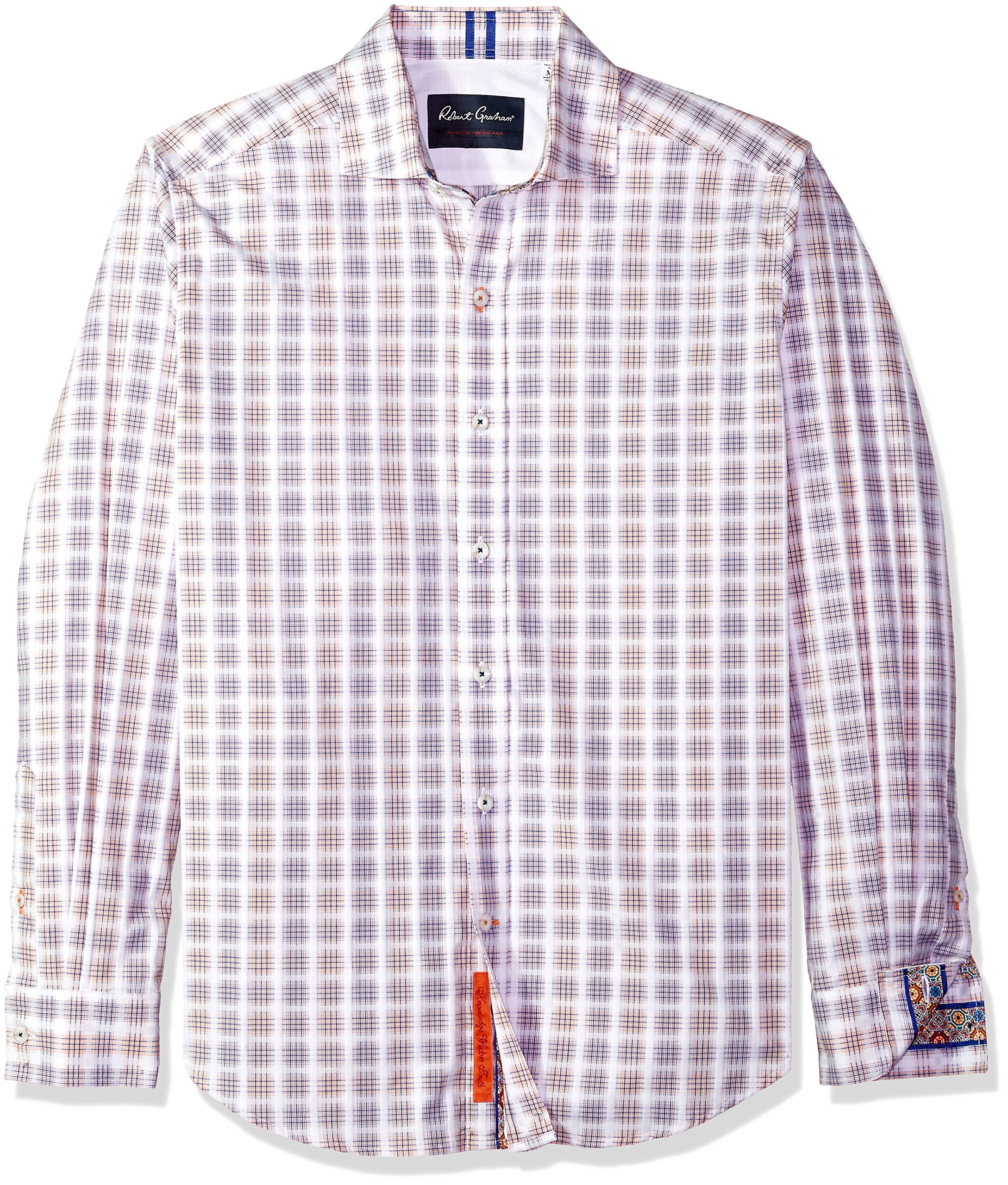 Robert Graham Men's Lawson Long Sleeve Slim Fit Button Down Shirt - Premium Cotton Dress Shirt for Business, Office & Formal Occasions