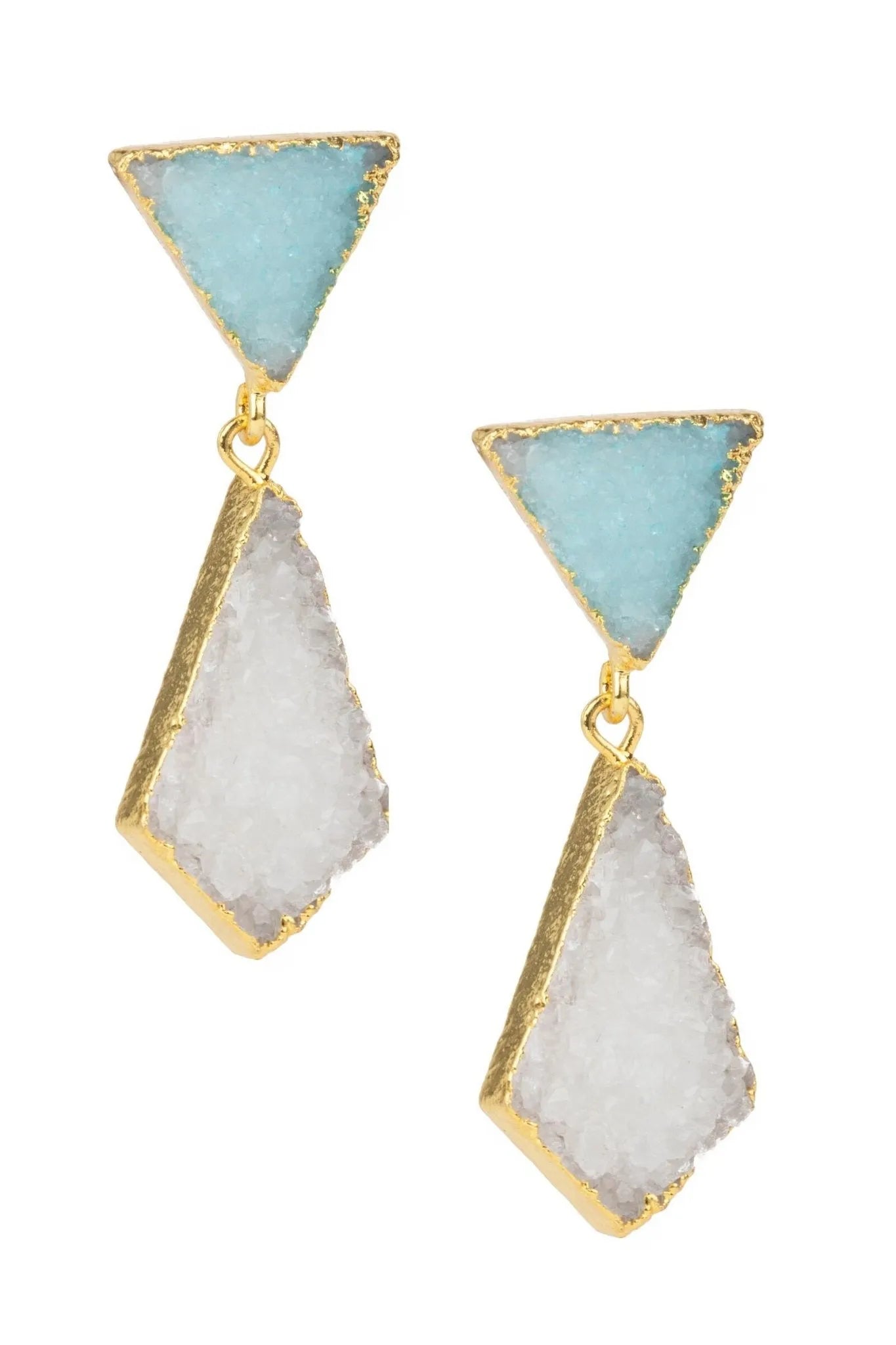 Geometric Druzy Drop Earrings for Women - Elegant Handmade Crystal Dangle Earrings - Perfect for Parties, Weddings & Everyday Wear