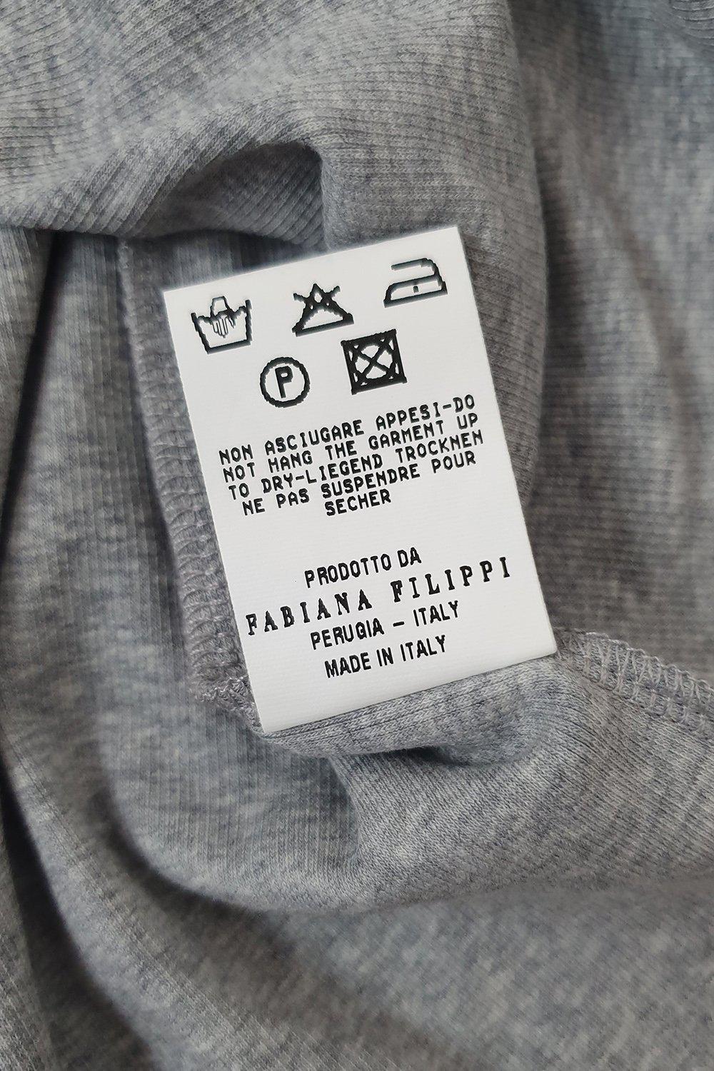 FABIANA FILIPPI Grey Linen Cotton Blend Long Sleeve Women's Top (Large) - Perfect for Casual Outings, Office Wear & Layered Outfits