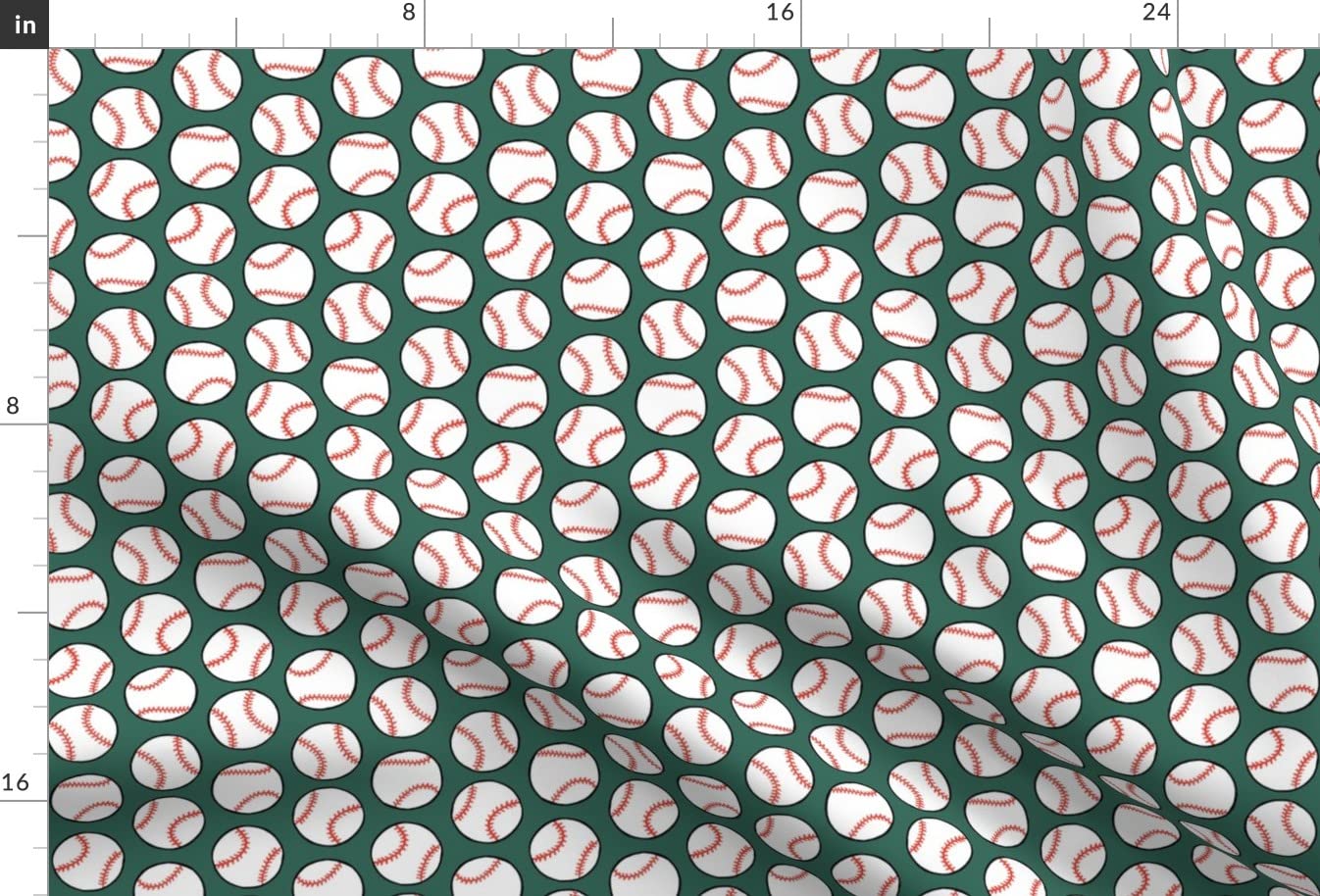 Baseball Sport Team Printed Velvet Upholstery Fabric - Pine Green Play Ball Design for Home Decor, Apparel & DIY Projects | Fat Quarter for Sewing, Quilting & Crafts