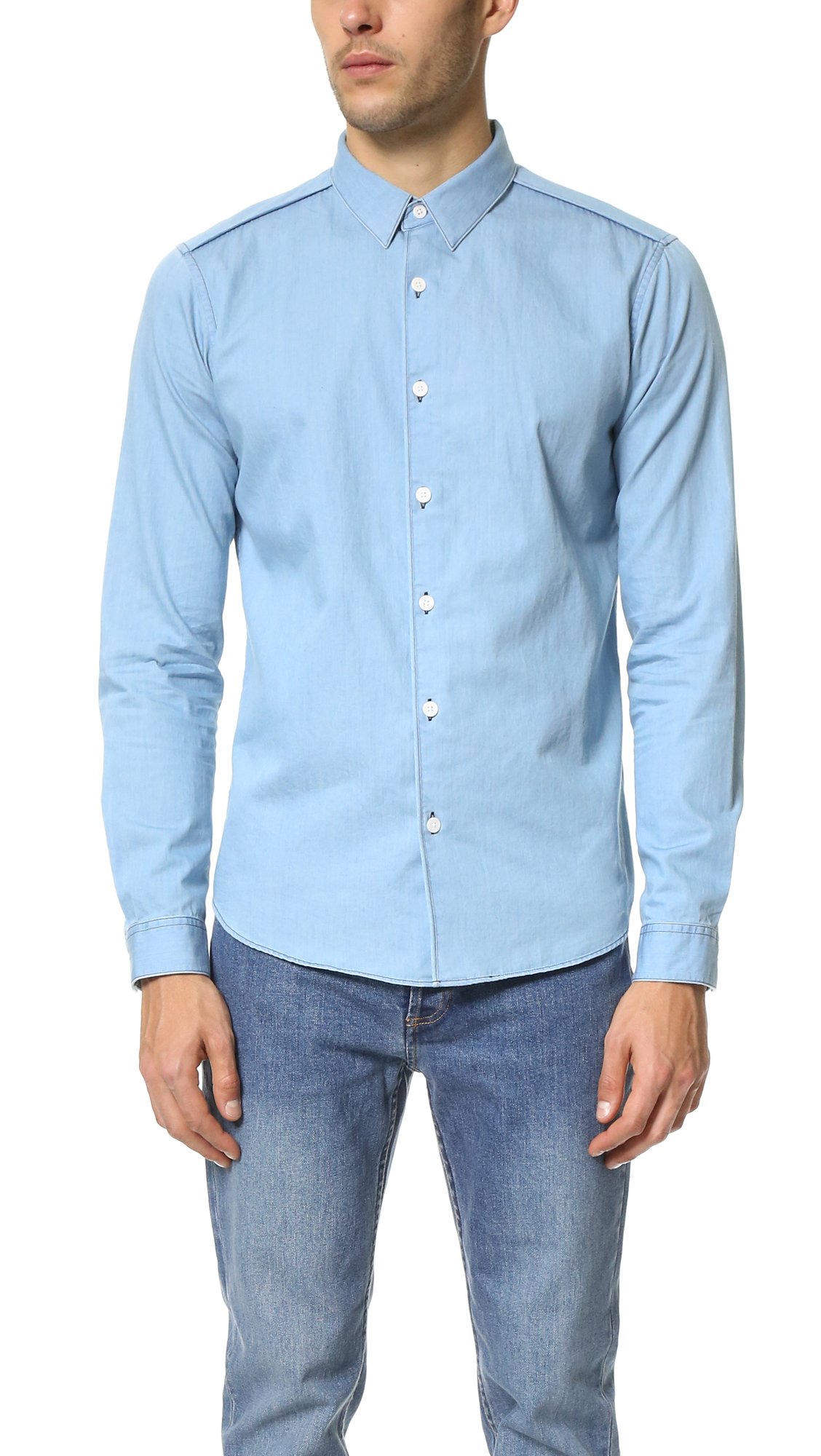 Theory Men's Benner Chambray Button-Front Shirt | Slim Fit Casual Dress Shirt for Work & Business | Premium Cotton Comfort Wear for Office, Date Night & Formal Occasions