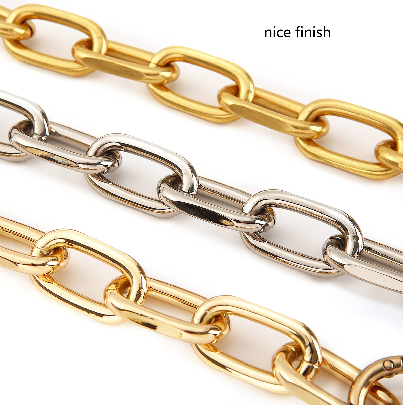 Fashionable Large Metal Cross-Body Purse Strap Extender - Adjustable Handbag Shoulder Strap Extension with Decorative Charms (Light Gold) | Perfect for Purses, Totes & Shoulder Bags | Ideal for Travel, Shopping & Everyday Use