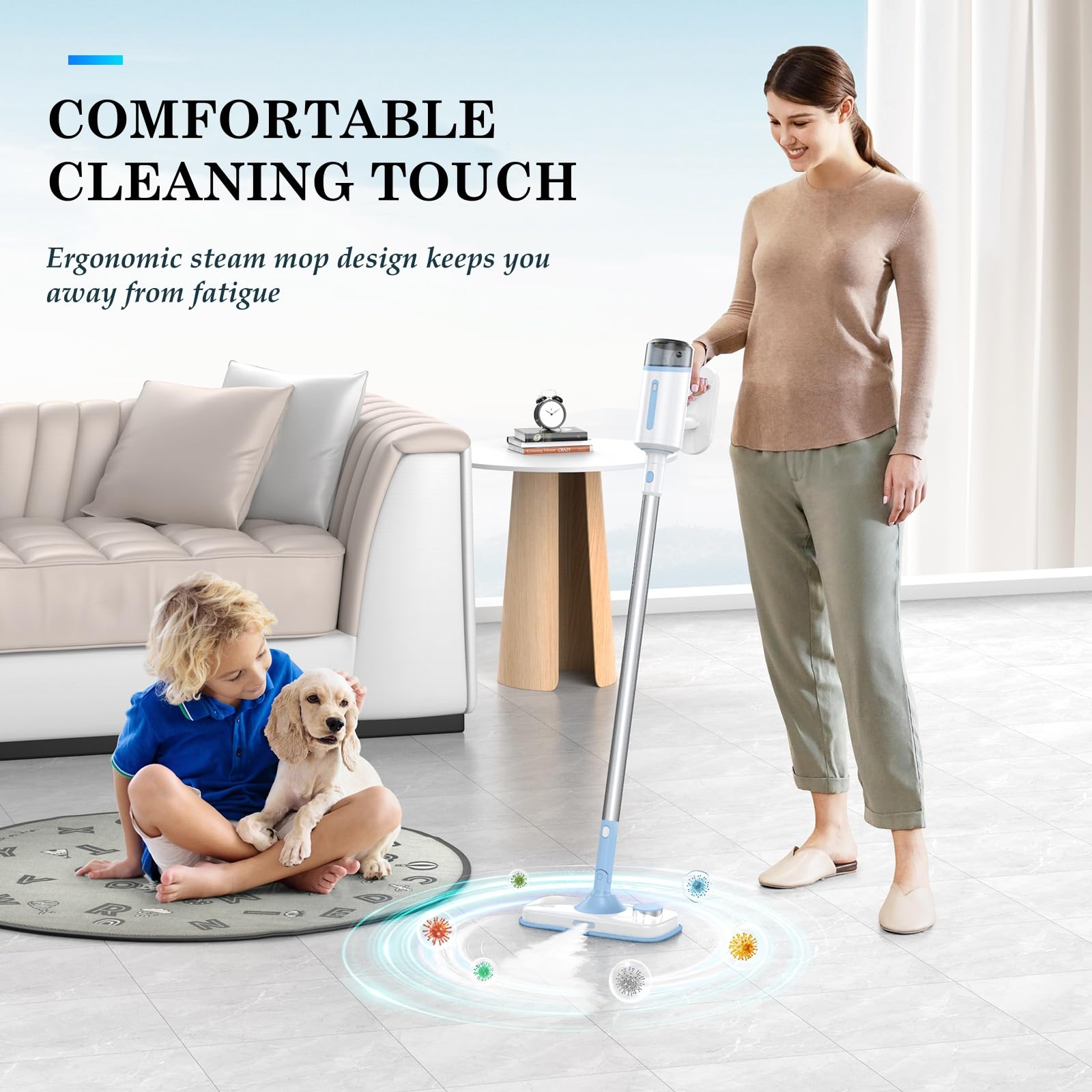 Best Steam Mop with Detachable Handheld Steamer - Powerful Floor Cleaner for Hardwood, Tile, Laminate & All Floors - Multipurpose Home Cleaning Kit with Attachments - Ideal for Kitchen, Bathroom & Pet Areas