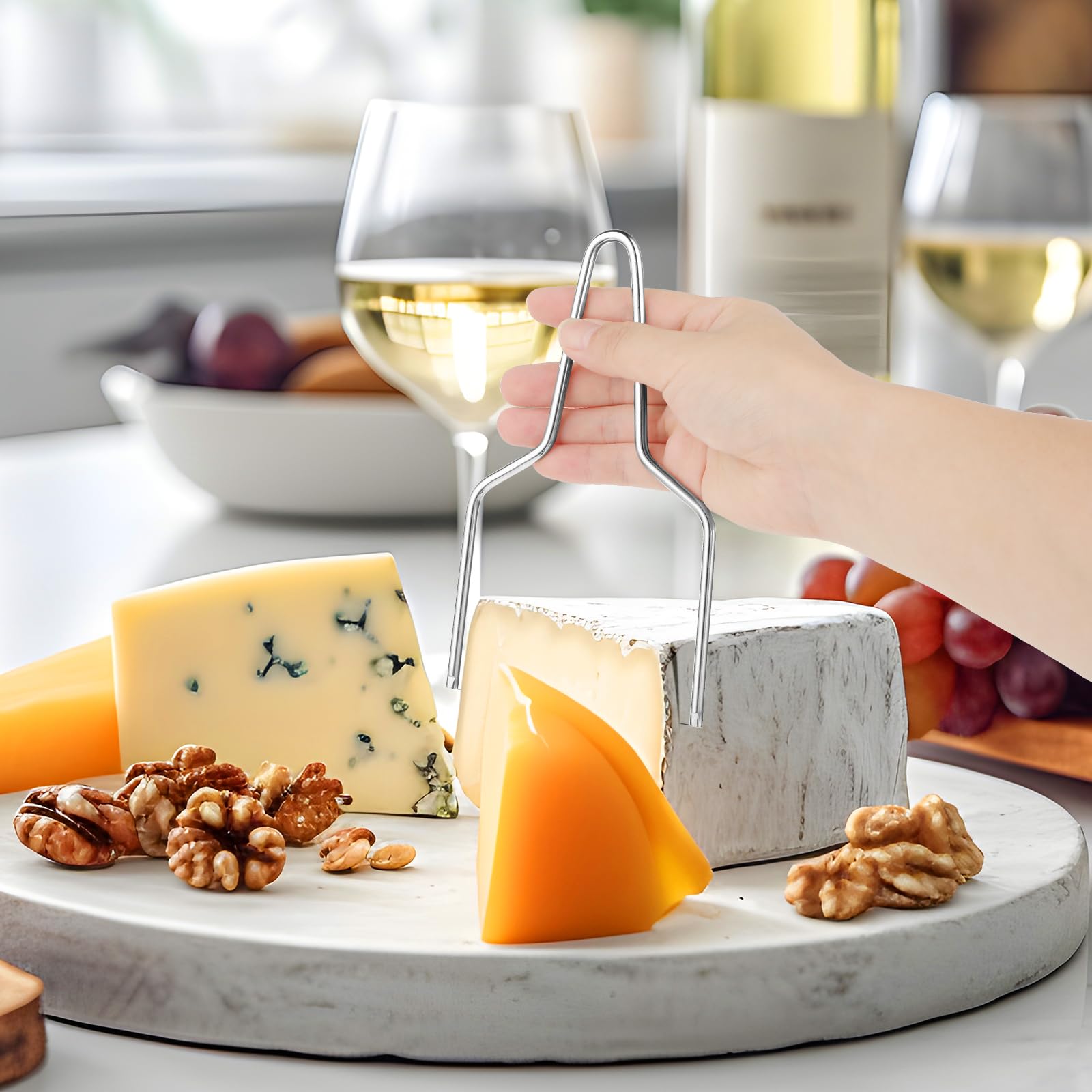 Premium Stainless Steel Cheese Slicer with Wire Cutter - Handheld Cheese & Butter Slicer for Block Cheese, Perfect for Charcuterie Boards, Party Platters & Gourmet Cooking