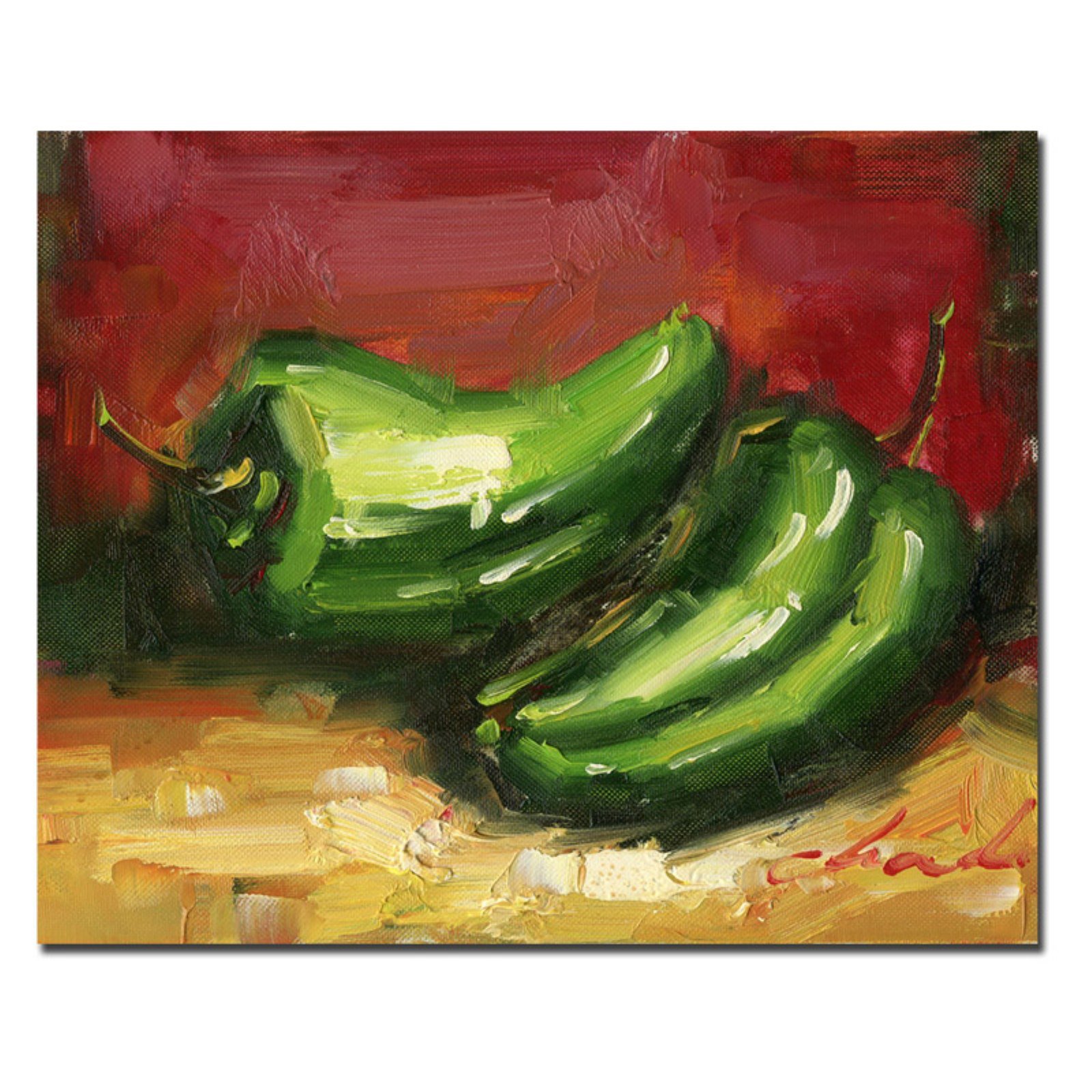 Trademark Fine Art Jalapeno Peppers Canvas Wall Art Print - 14x19 Inches - Vibrant Kitchen Decor for Mexican & Southwestern Style Homes