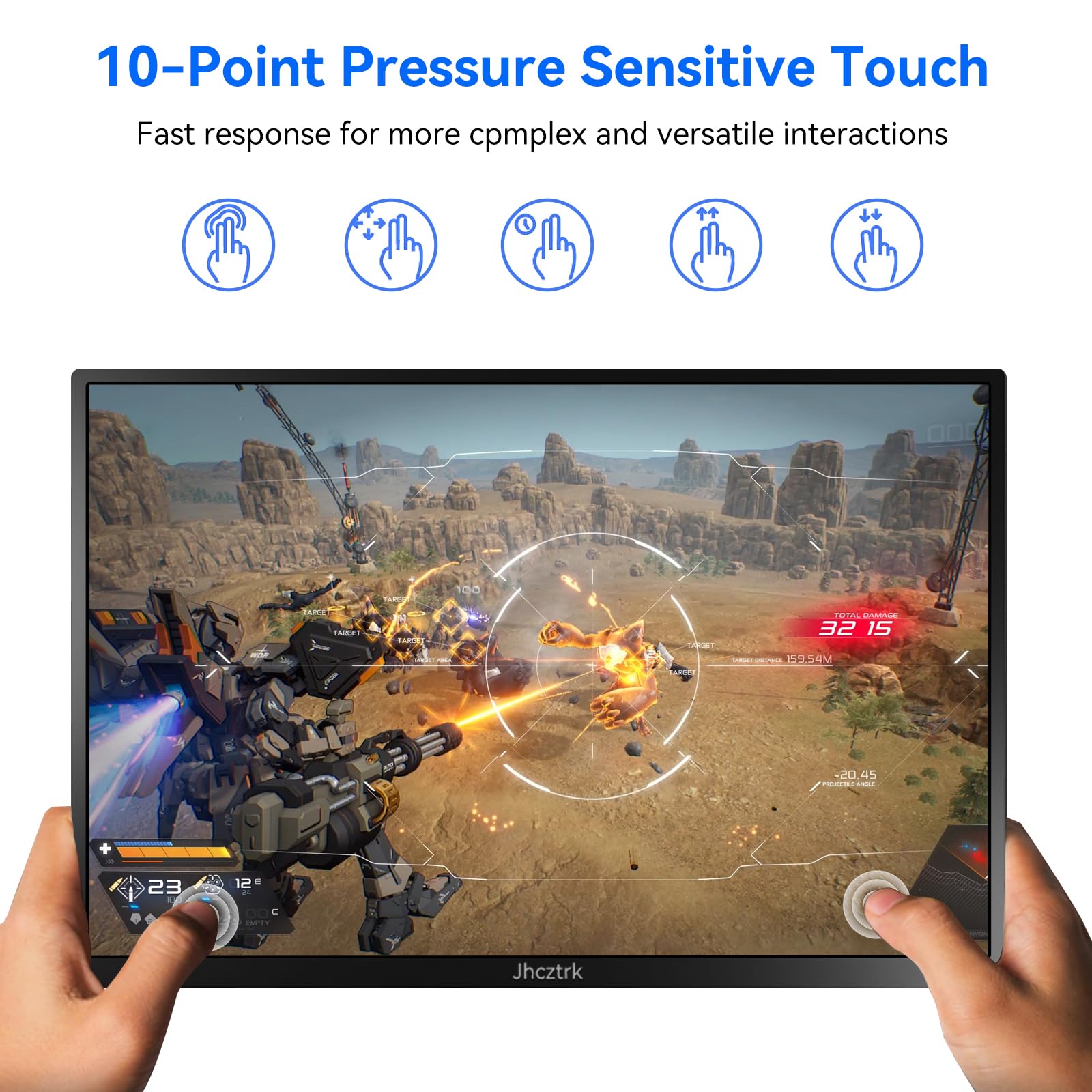 14 Inch Portable Touchscreen Monitor - 1200P FHD IPS HDR Gaming Display, Ultra Slim Bezel-Less Design with Built-in Speakers, VESA Mount Compatible for Laptop, Mac, PC, Xbox, PS5, Nintendo Switch - Perfect for Travel, Work & Gaming