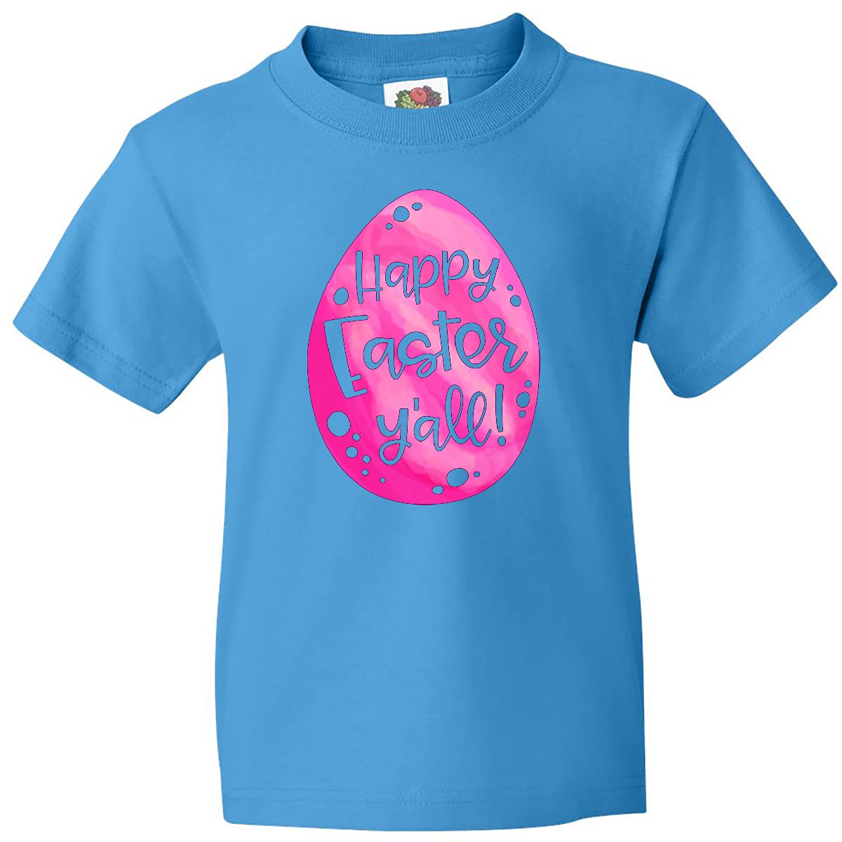 Inktastic Happy Easter Y'all Pink Easter Egg Youth T-Shirt - Cute Easter Outfit for Kids & Toddlers - Perfect for Easter Egg Hunts, Family Photos & Spring Celebrations