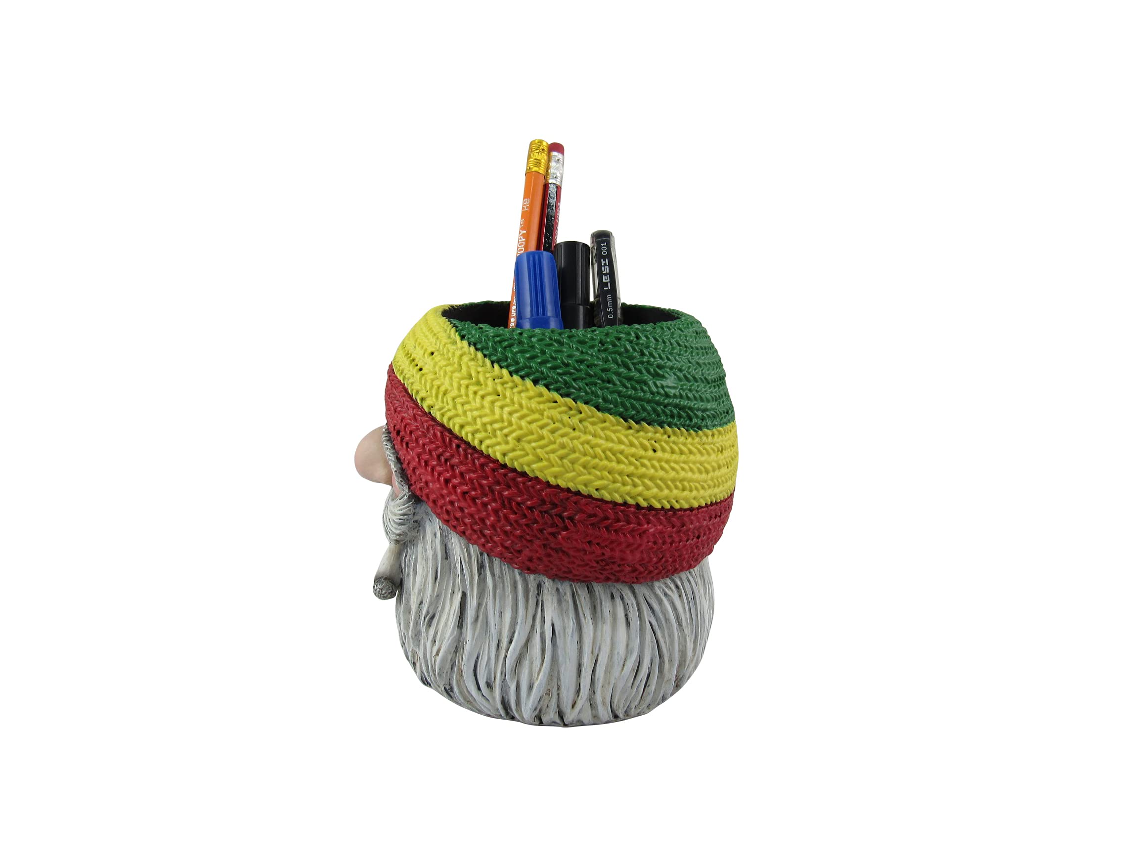 Rasta Gnome Pen Holder – 'Don't Bogart It' Rastafari Gnome with Beanie | Desk Organizer, Pencil Holder & Makeup Brush Storage | Perfect for Office, Home & Gift Giving
