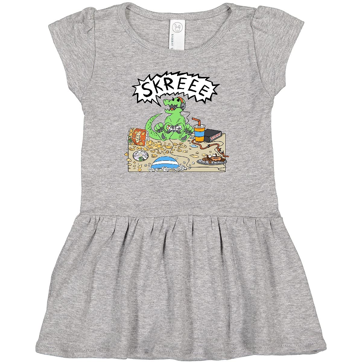 Inktastic Gaming Dinosaur Baby Girl Dress - Cute Dino Print Outfit for Infants & Toddlers - Perfect for Playdates, Birthday Parties & Photo Shoots