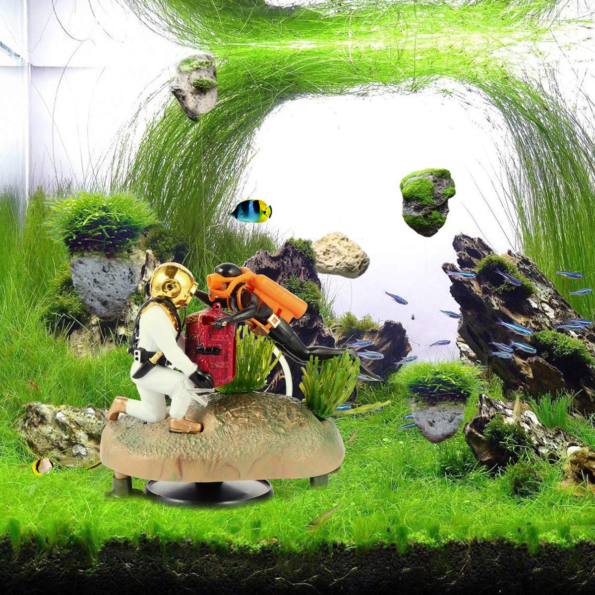 Retro Resin Aquarium Decorations - Fish Tank Stand & Air Ornament for Desktop, Home & Office - Perfect for Aquascaping & Fish Tank Landscaping