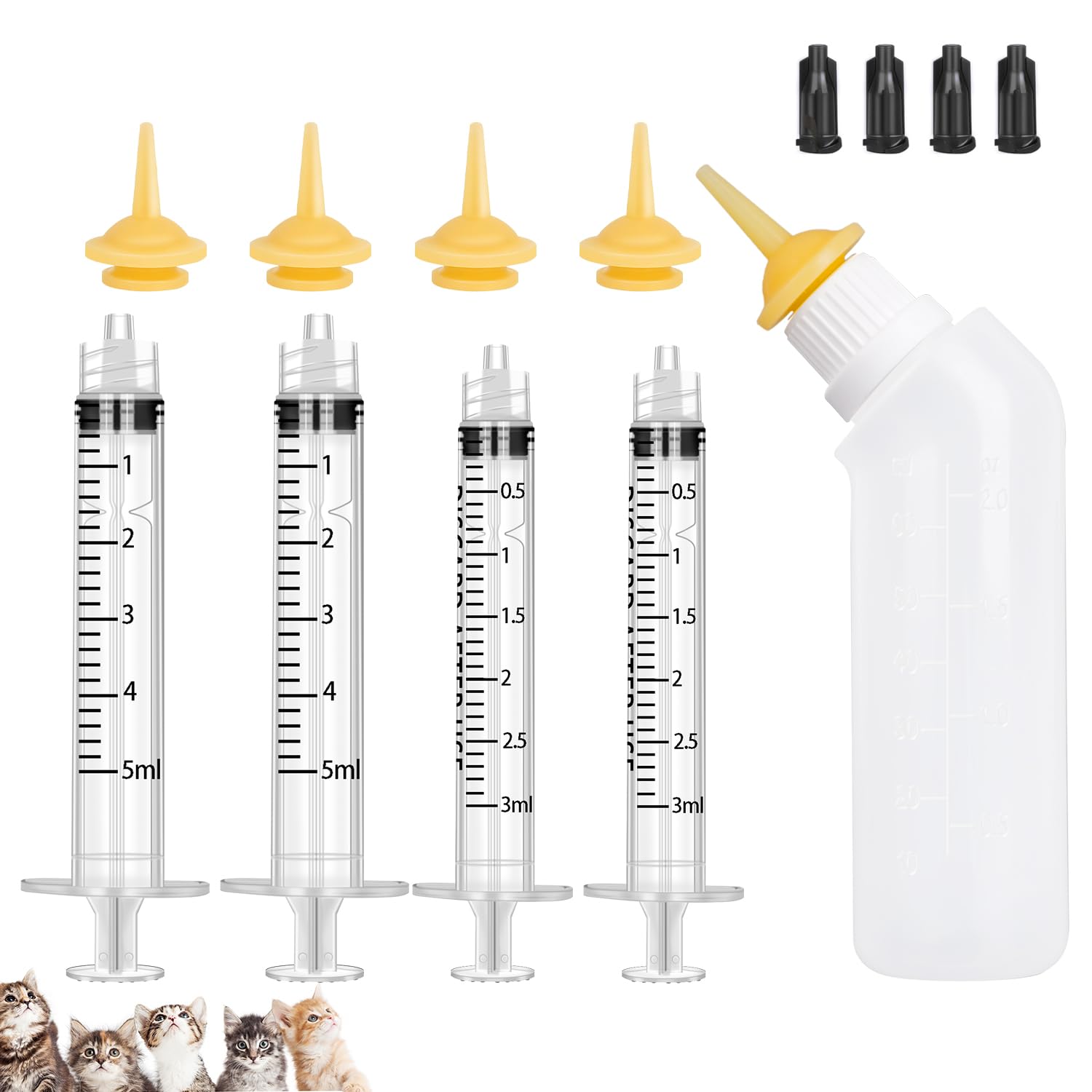 Pet Feeding Nipple with Bottle & Syringe for Puppy Dog Cat - Easy Feeding Solution