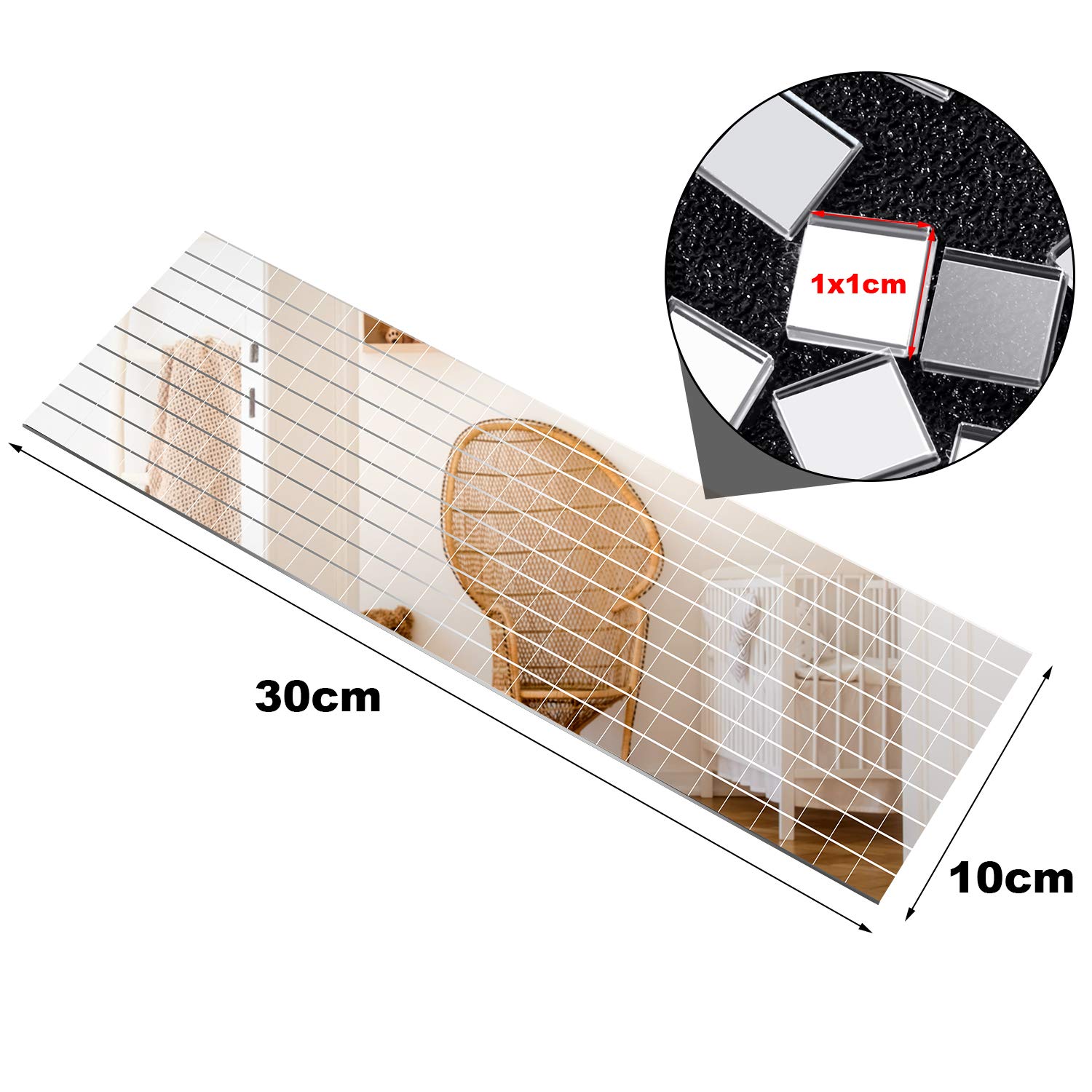 Self-Adhesive Mini Square Glass Mosaic Tiles - 10x10mm, 1200pcs - DIY Craft Decor for Home, Mirror, Wall, Furniture & Art Projects - Perfect for Scrapbooking, Jewelry Making & Home Improvement