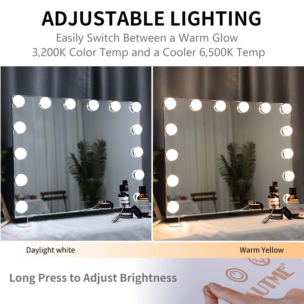 Nitin Lighted Vanity Mirror with Touch Control - Hollywood Makeup Mirror with LED Lights, Adjustable Brightness, Tabletop or Wall Mounted (Silver) - Perfect for Makeup Application, Skincare Routine & Home Decor