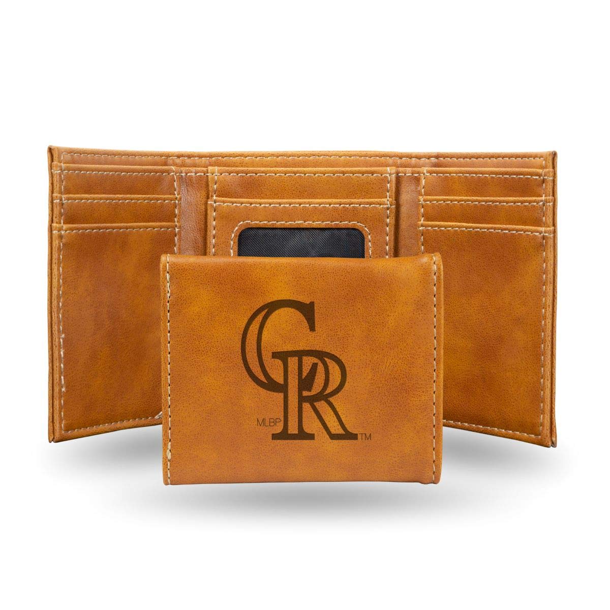 Premium Rockies Laser Engraved Genuine Leather Trifold Wallet for Men - Stylish RFID Blocking Billfold with ID Window - Perfect for Travel, Business & Everyday Use