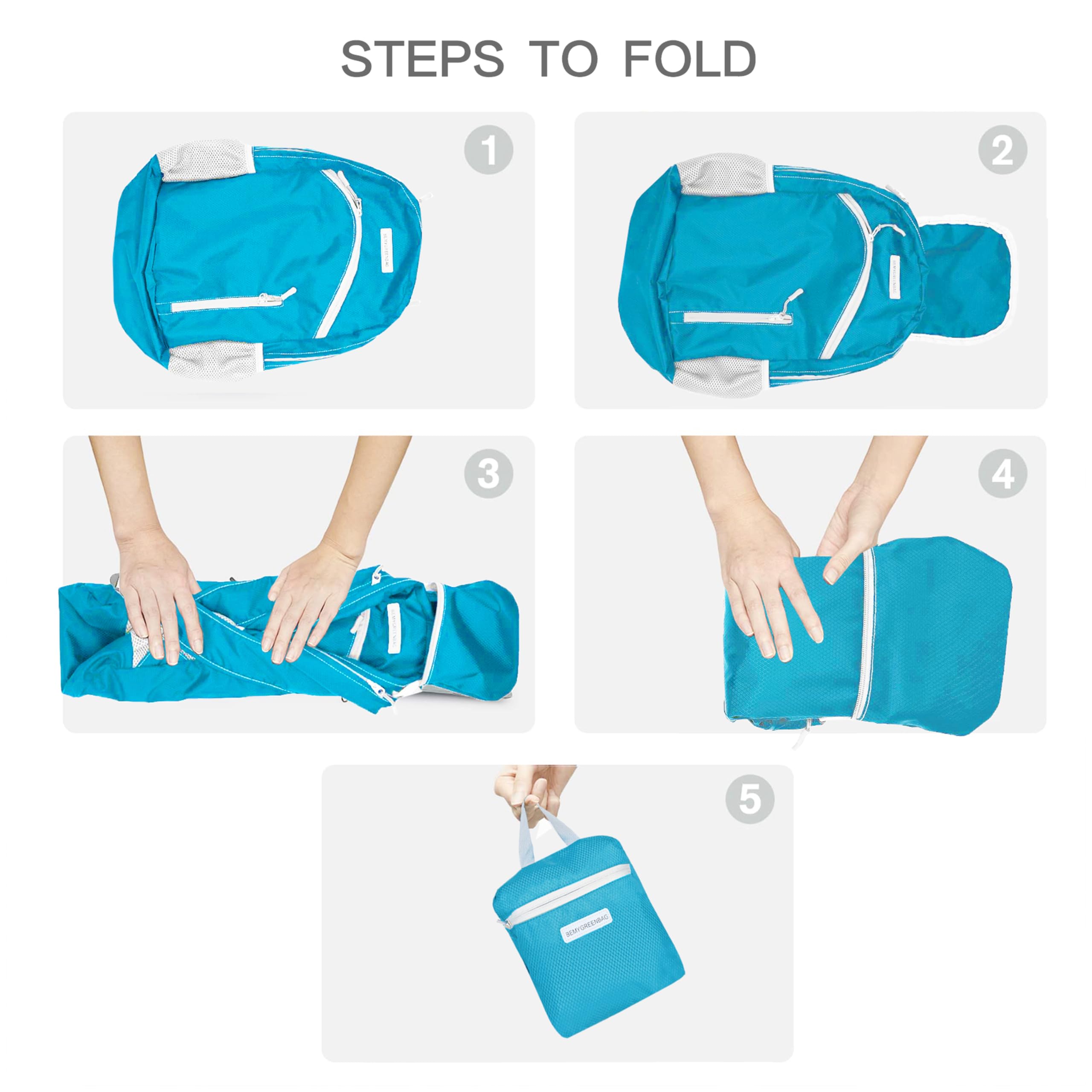 35L Foldable Waterproof Backpack for Hiking, Travel & Outdoor Sports - Lightweight Packable Daypack with Wet Clothes Compartment - Perfect for Camping, Gym & Daily Use (Sky Blue)