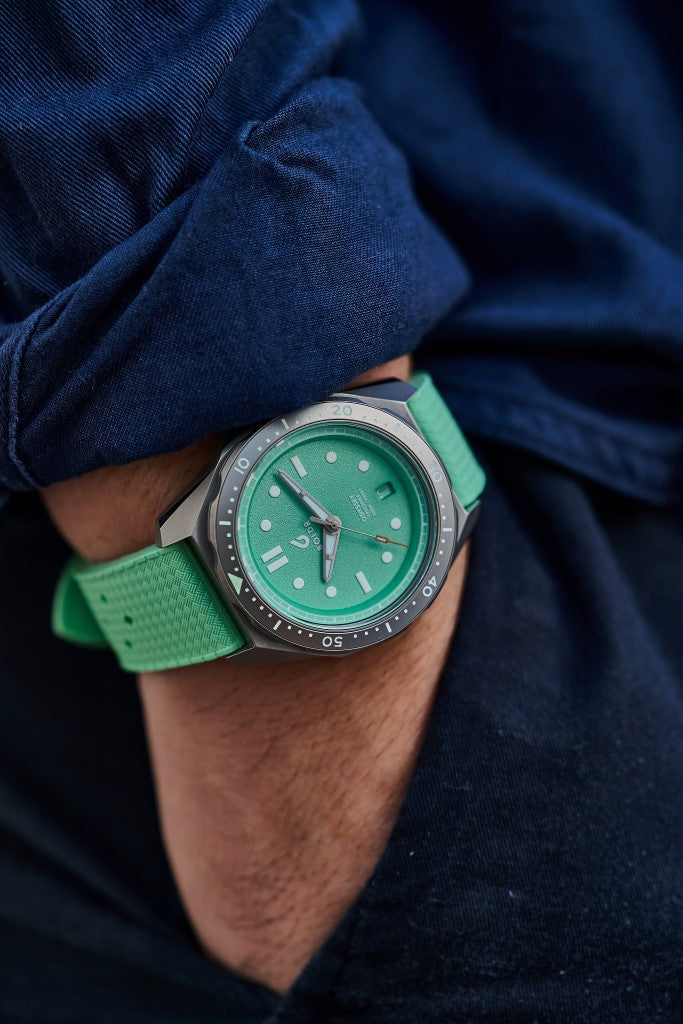 BOLDR Odyssey Freediver Mint Green Diver Watch - Waterproof 200M, Stainless Steel, Automatic Movement for Men - Perfect for Scuba Diving, Swimming & Outdoor Adventures