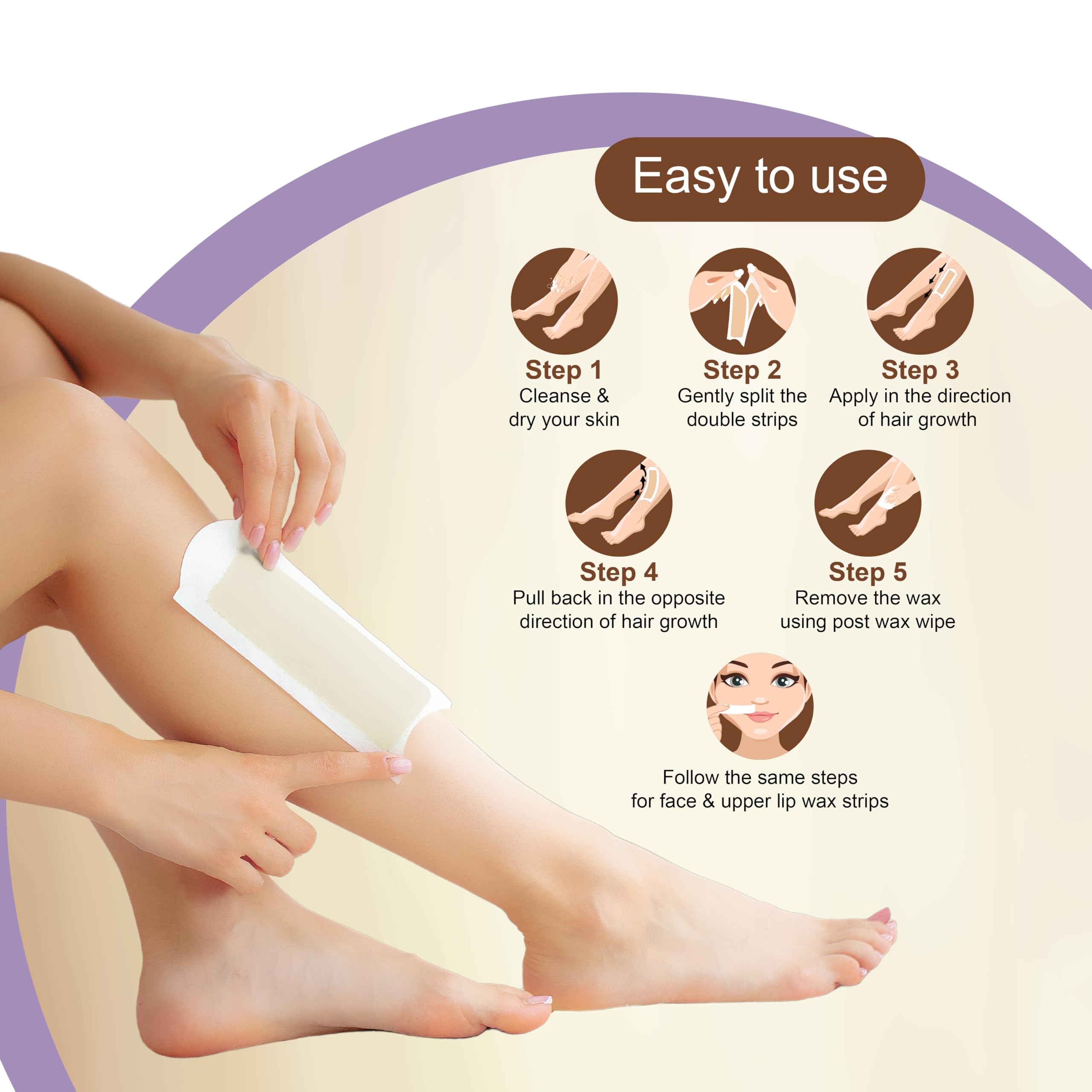 DR.Rashel Insta Smooth White Chocolate Wax Strips - 24 Count for Face & Body Hair Removal | Painless & Gentle Waxing Kit for Smooth Skin | Perfect for Home Use, Travel & DIY Beauty Care