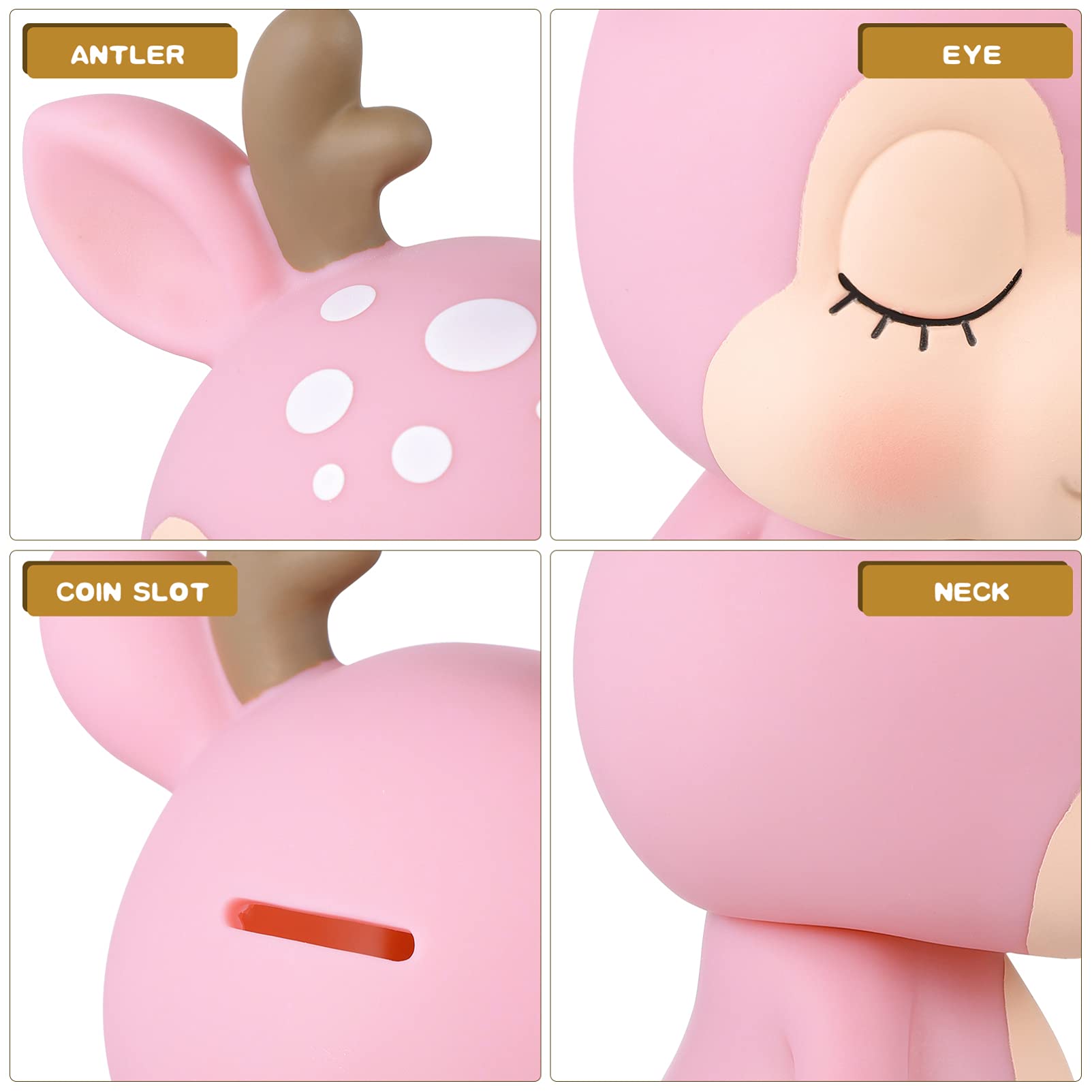 STOBOK Deer-Shaped Money Box for Kids - Fun Savings Bank for Boys & Girls - Perfect for Coins, Bills & Candy Storage - Ideal for Birthday Gifts & Financial Education