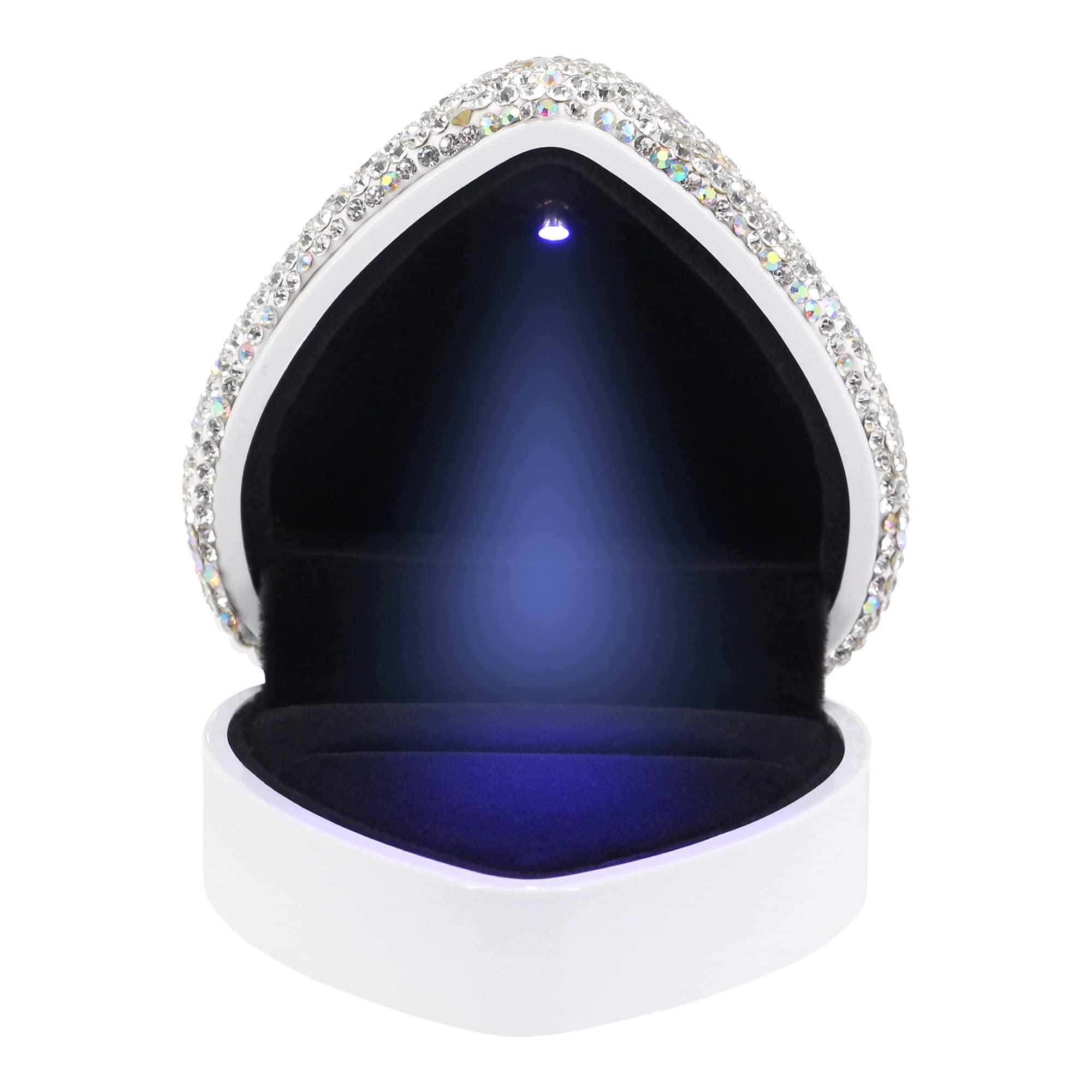 Sparkling Rhinestone Heart-Shaped LED Ring Box - Velvet Jewelry Display Case for Engagement, Wedding, Anniversary & Valentine's Gifts | Proposal Jewelry Box with Elegant Lighting for Romantic Moments
