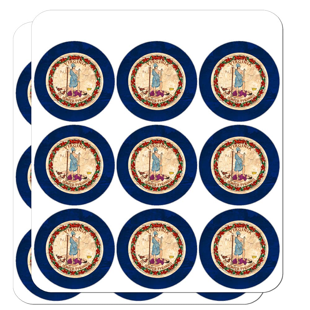 Vintage Rustic Virginia State Flag Stickers - Distressed USA Patriotic Planner Calendar Decals for Scrapbooking, Journaling, DIY Crafts | Perfect for Bullet Journals, Travel Scrapbooks & Home Decor