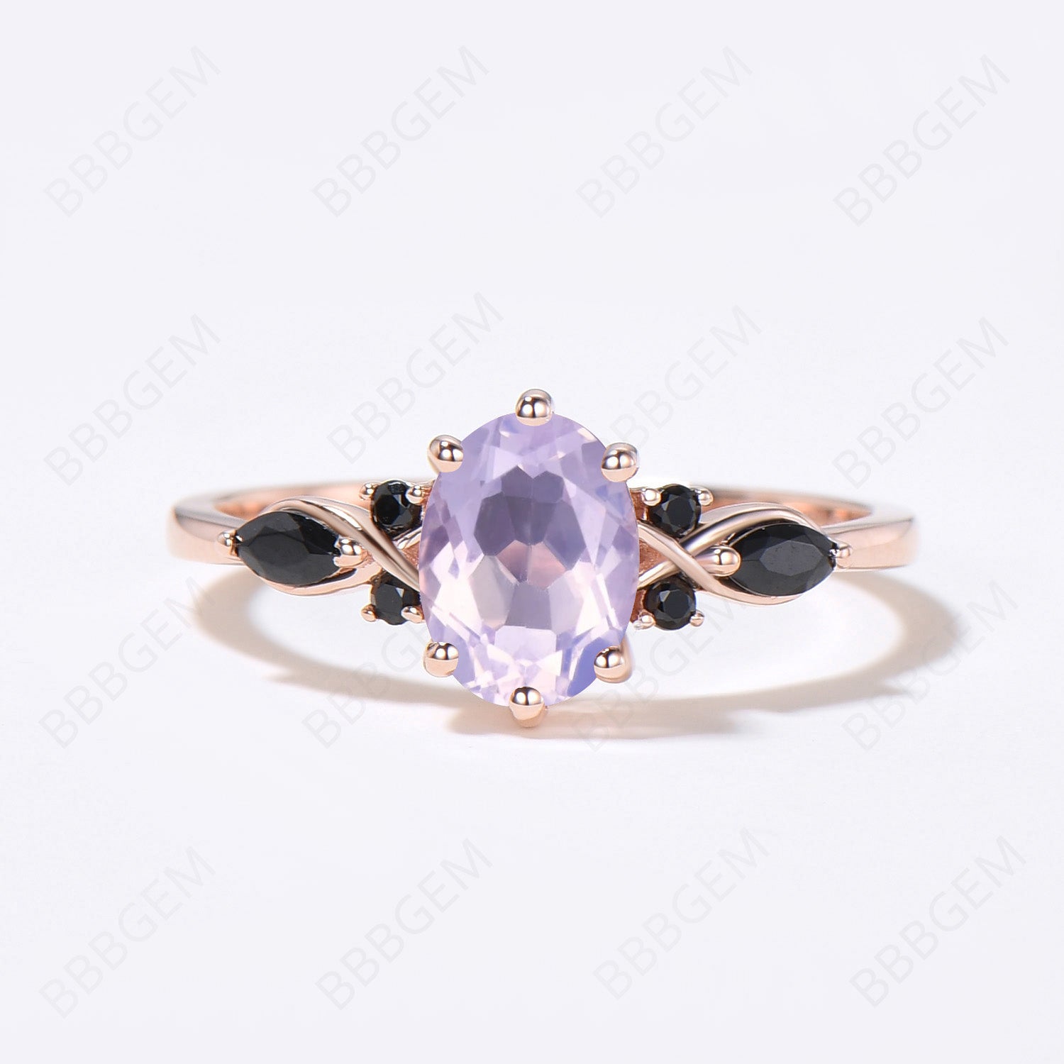 Natural Light Purple Lavender Amethyst Oval Engagement Ring Set - Elegant Wedding Jewelry for Brides & Proposals