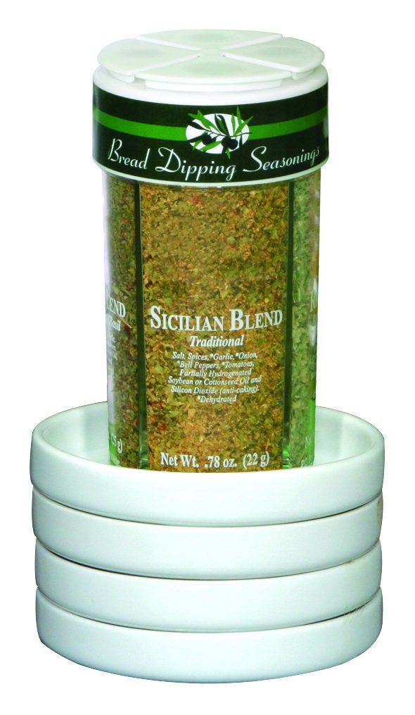 Dean Jacob's 5-Piece Bread Dipping Gift Set with 4.0oz Olive Oil Bottle & Spices - Perfect for Italian Cuisine, Dinner Parties & Gourmet Bread Dipping at Home
